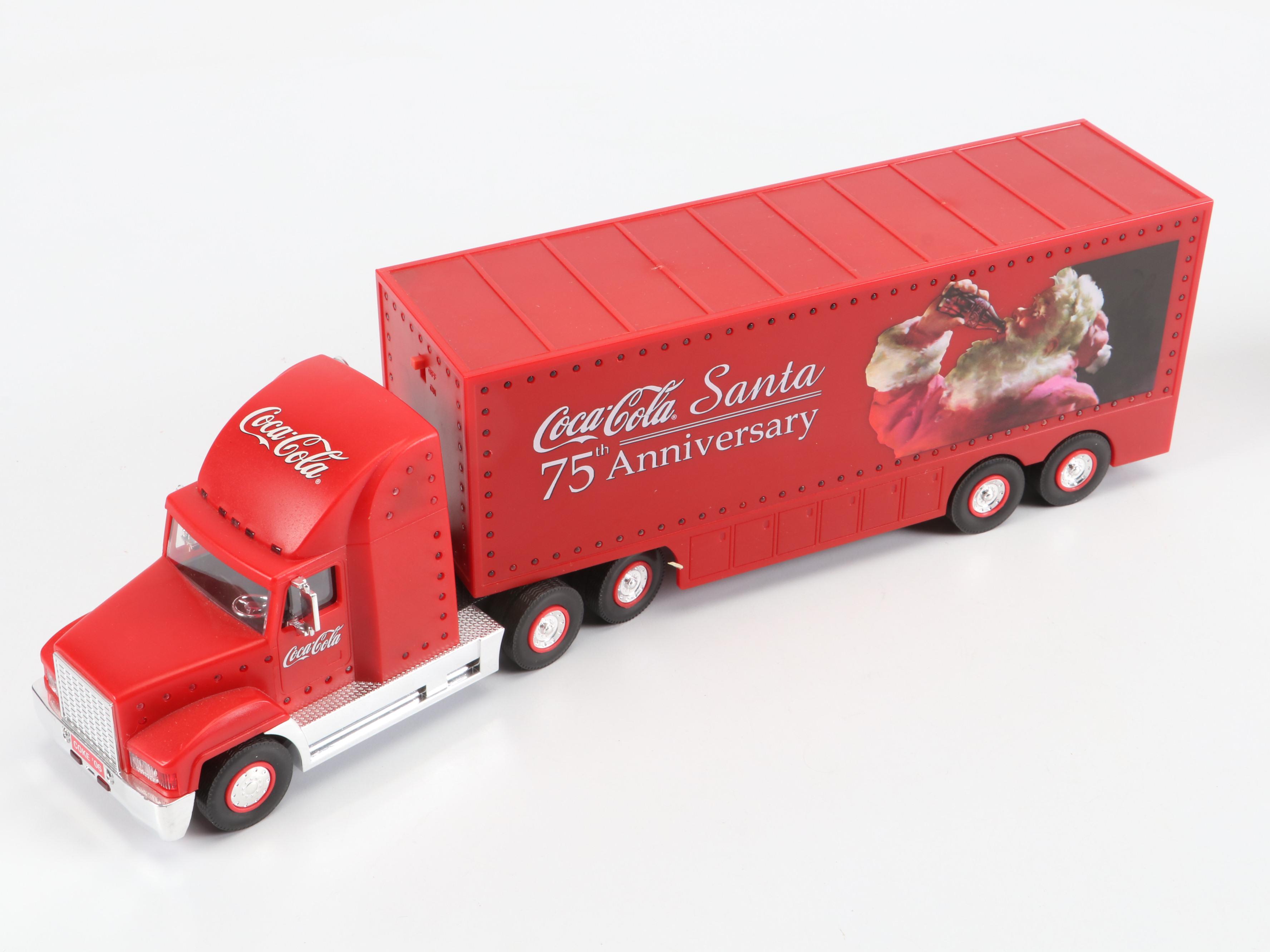 Coca-Cola Diecast Semi-Trucks, Delivery Trucks, Speedboat and Painted Wood Truck