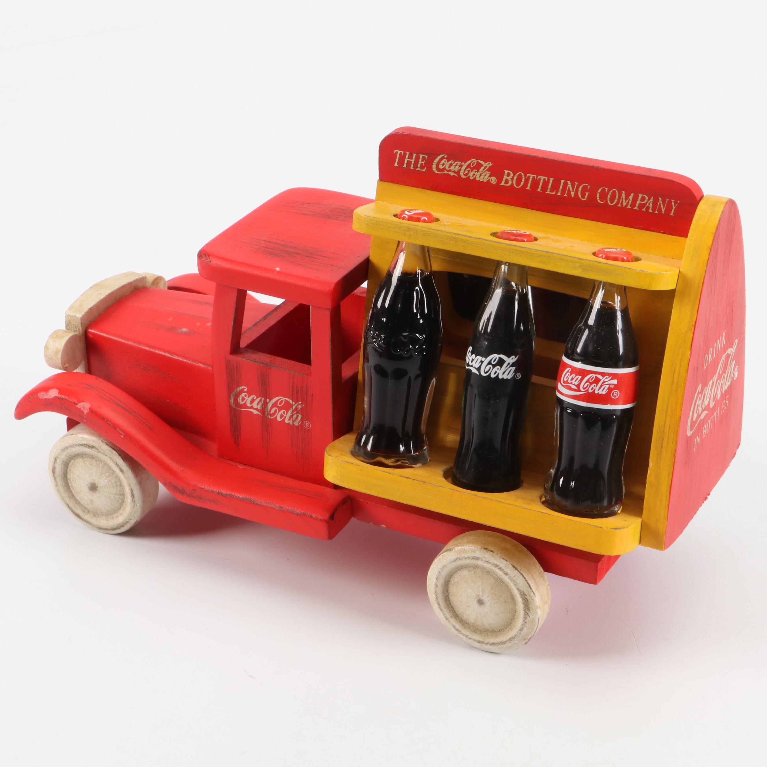 Coca-Cola Diecast Semi-Trucks, Delivery Trucks, Speedboat and Painted Wood Truck