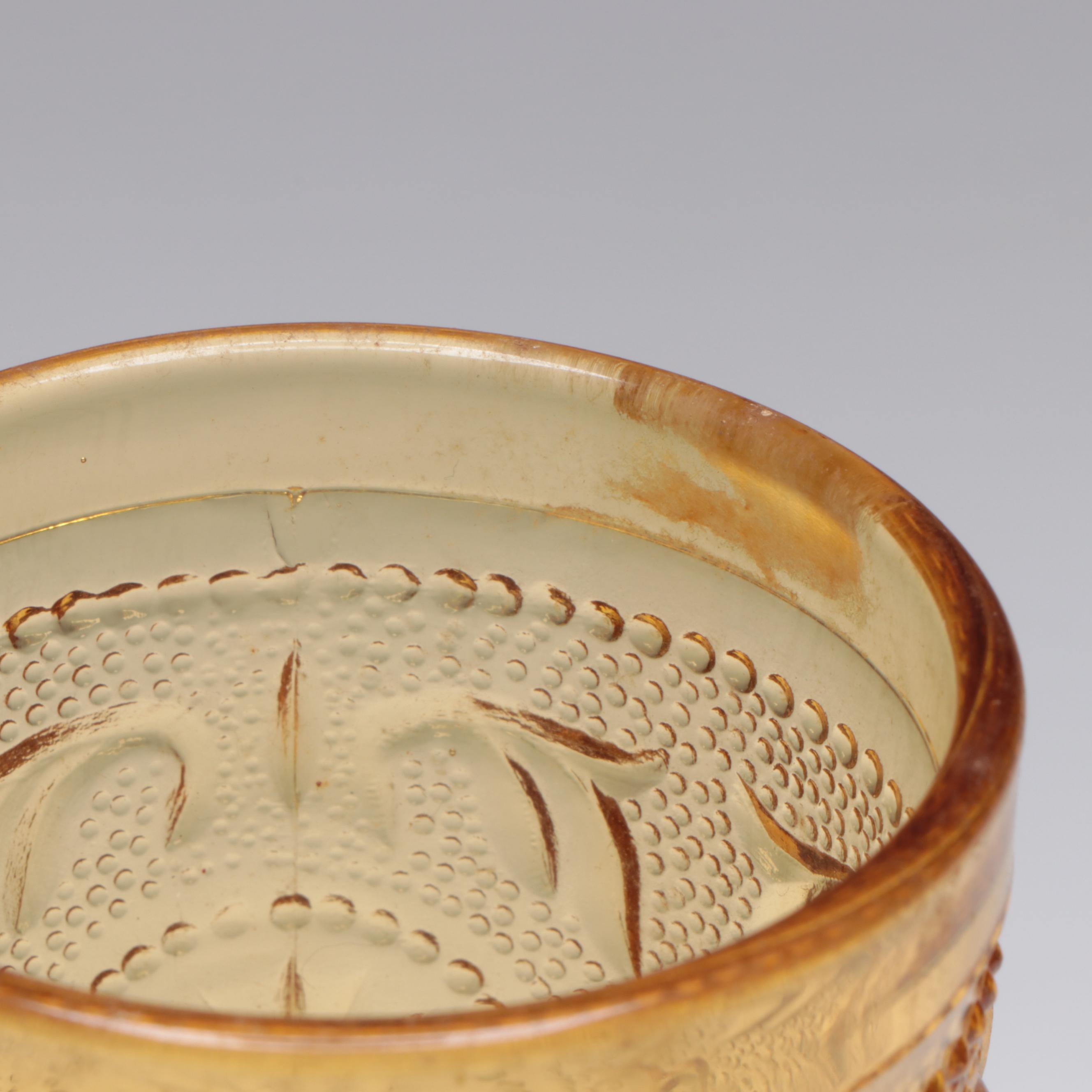 Brockway Glass Co. "American Concord Amber" Glass Water Goblets and Tumblers