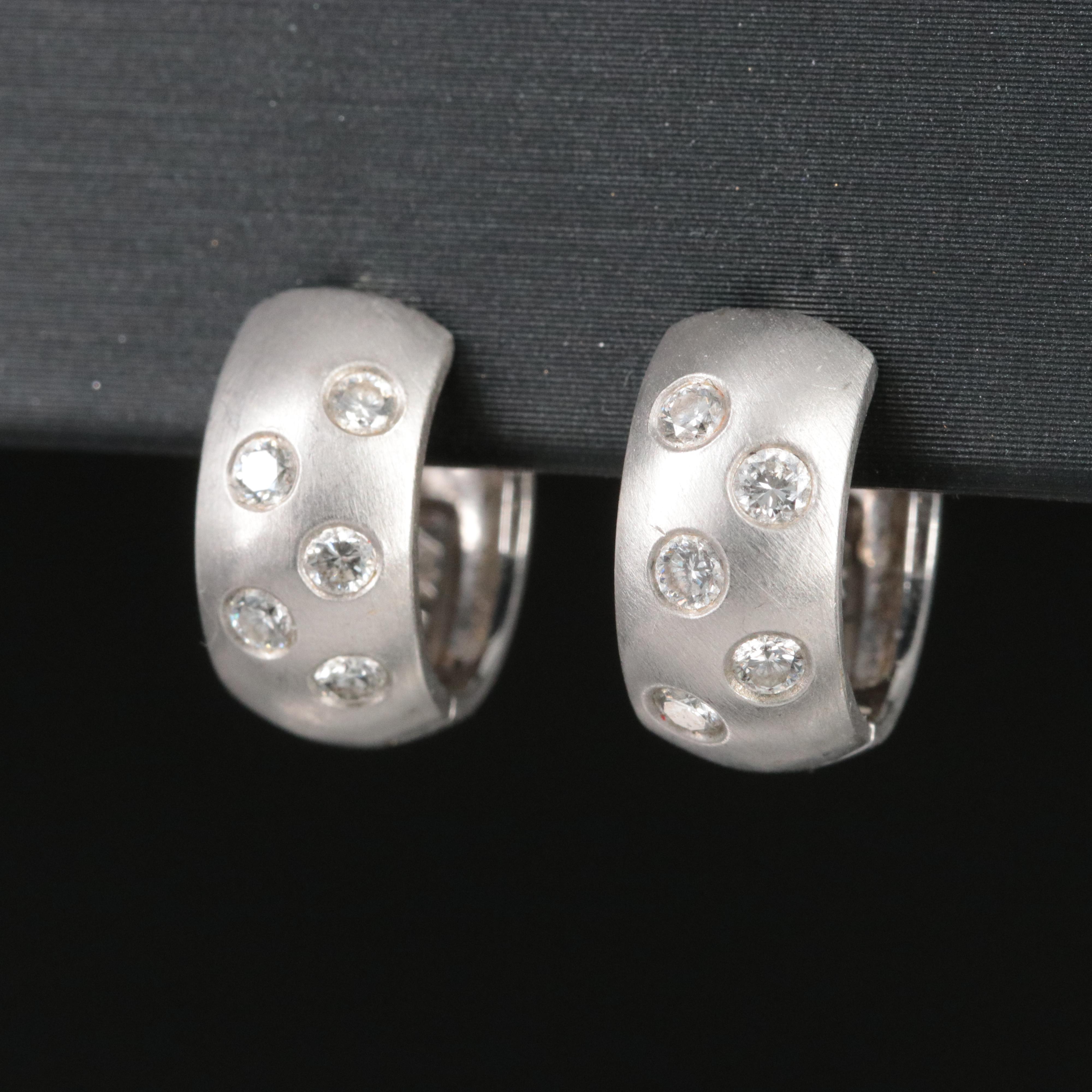 14K 0.37 CTW Diamond Huggie Hoop Earrings