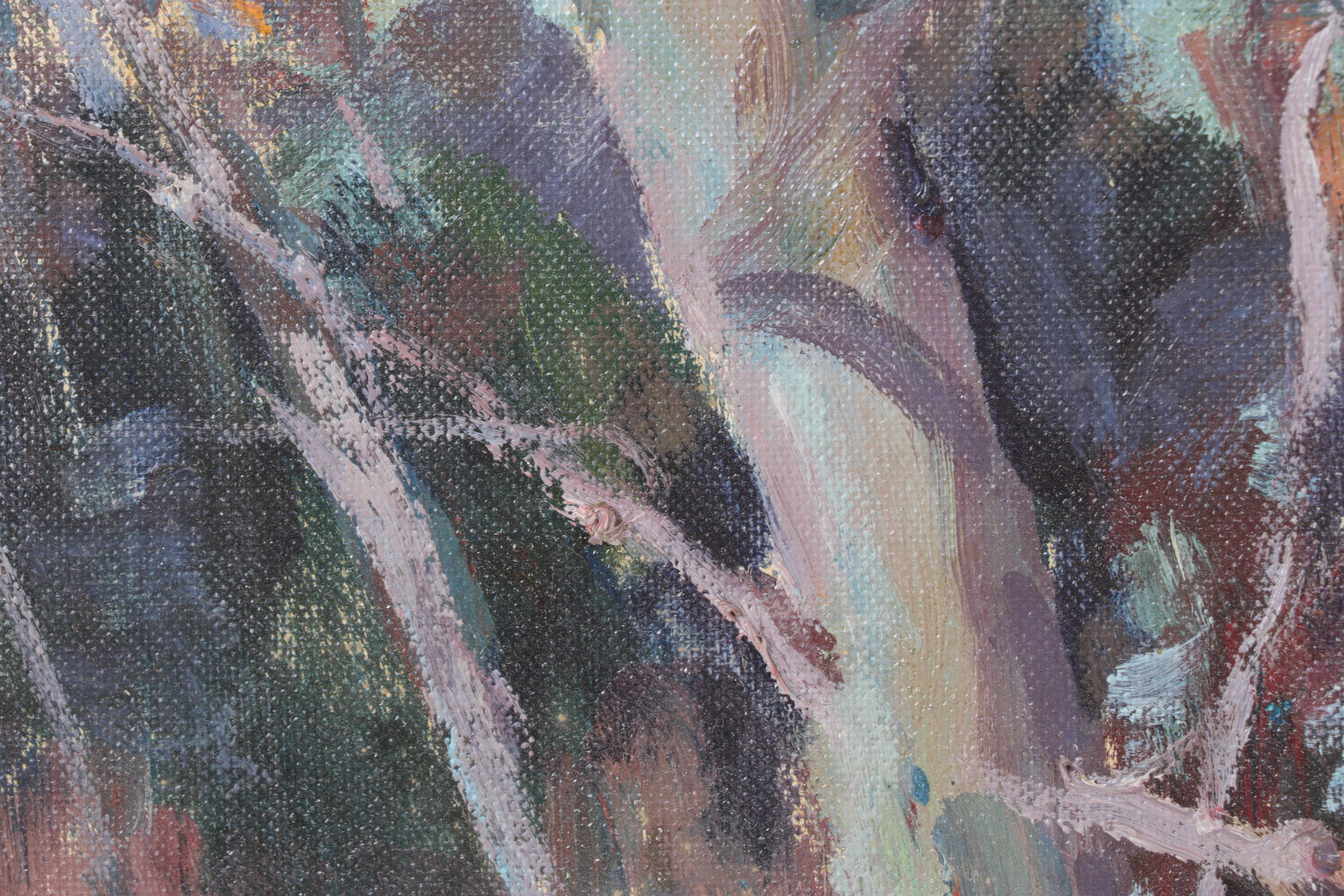 Emile Albert Gruppé Impressionistic Winter Landscape Oil Painting