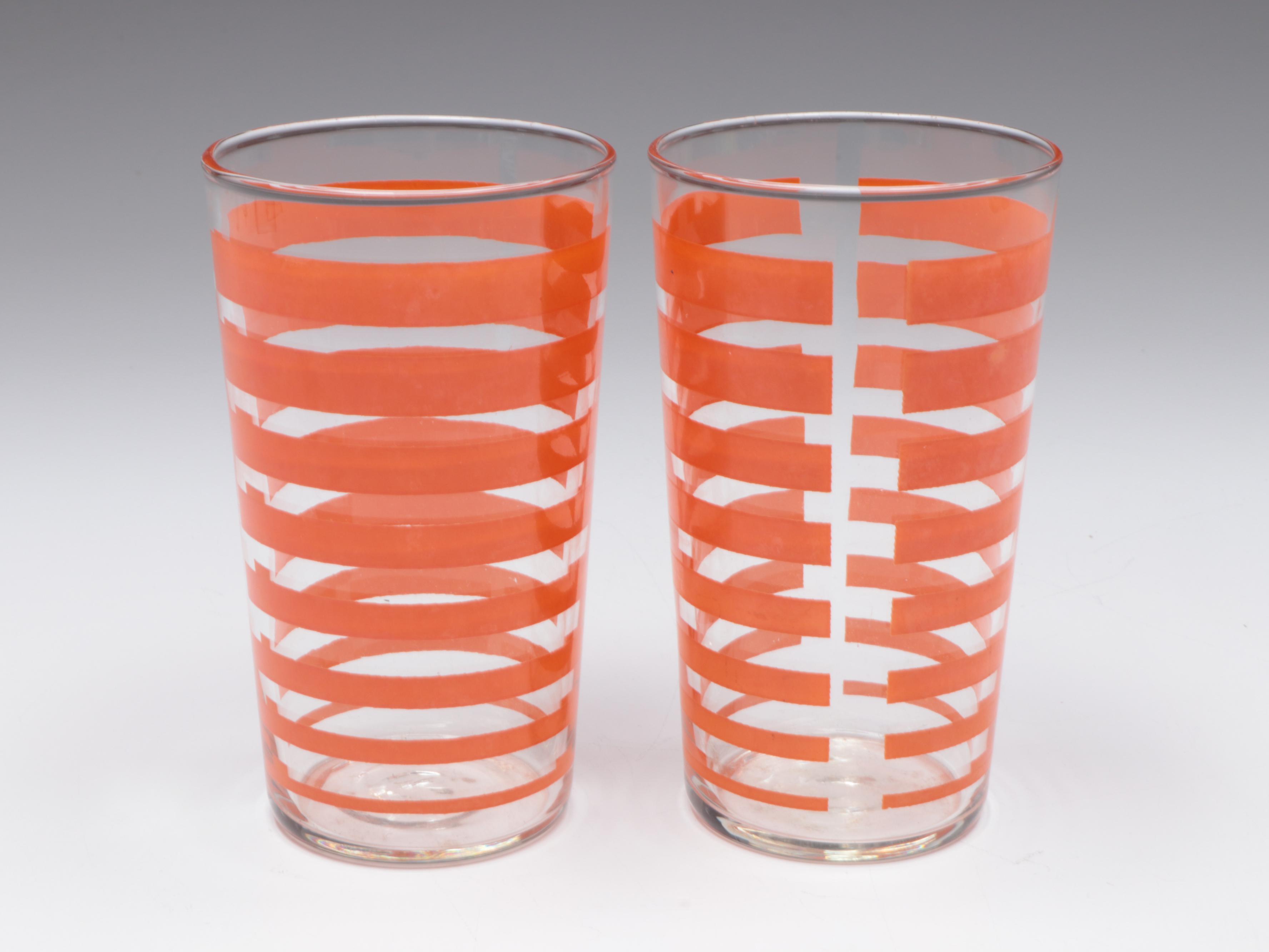 Mid Century Modern Ceramic Ball Jug with Other Glassware and Napkin Holder