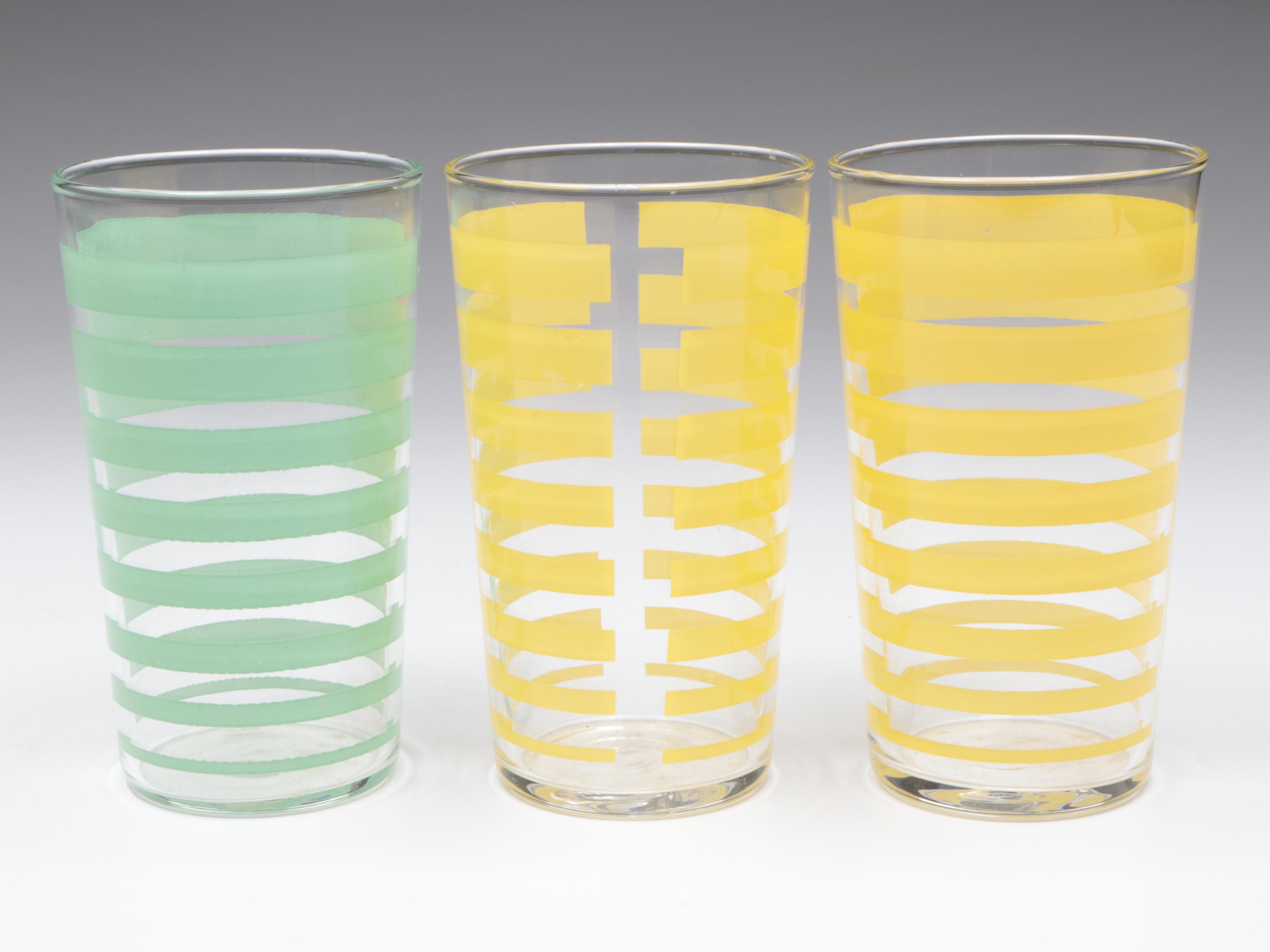 Mid Century Modern Ceramic Ball Jug with Other Glassware and Napkin Holder