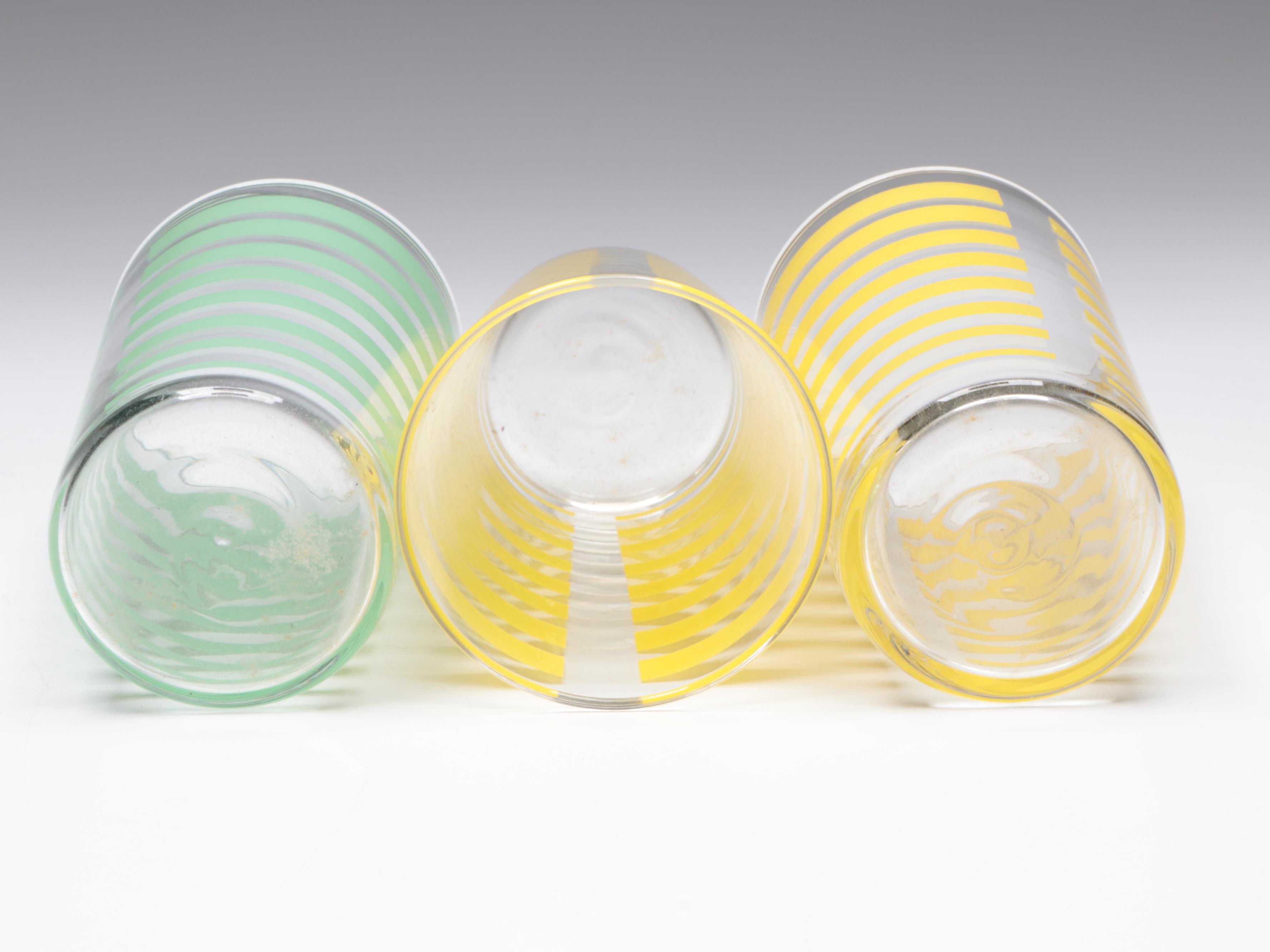 Mid Century Modern Ceramic Ball Jug with Other Glassware and Napkin Holder