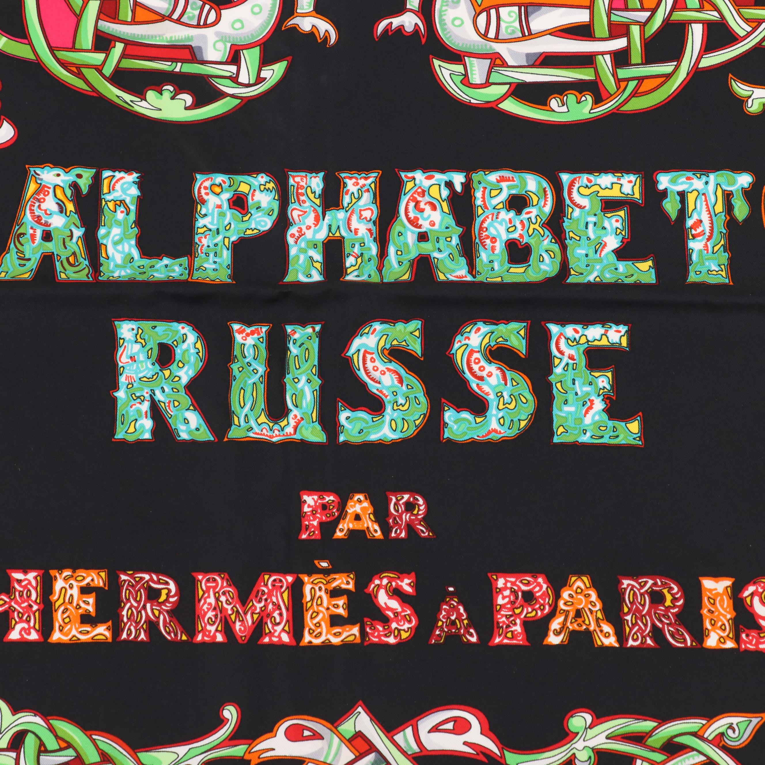 Hermès "Alphabet Russe" Silk Scarf 90