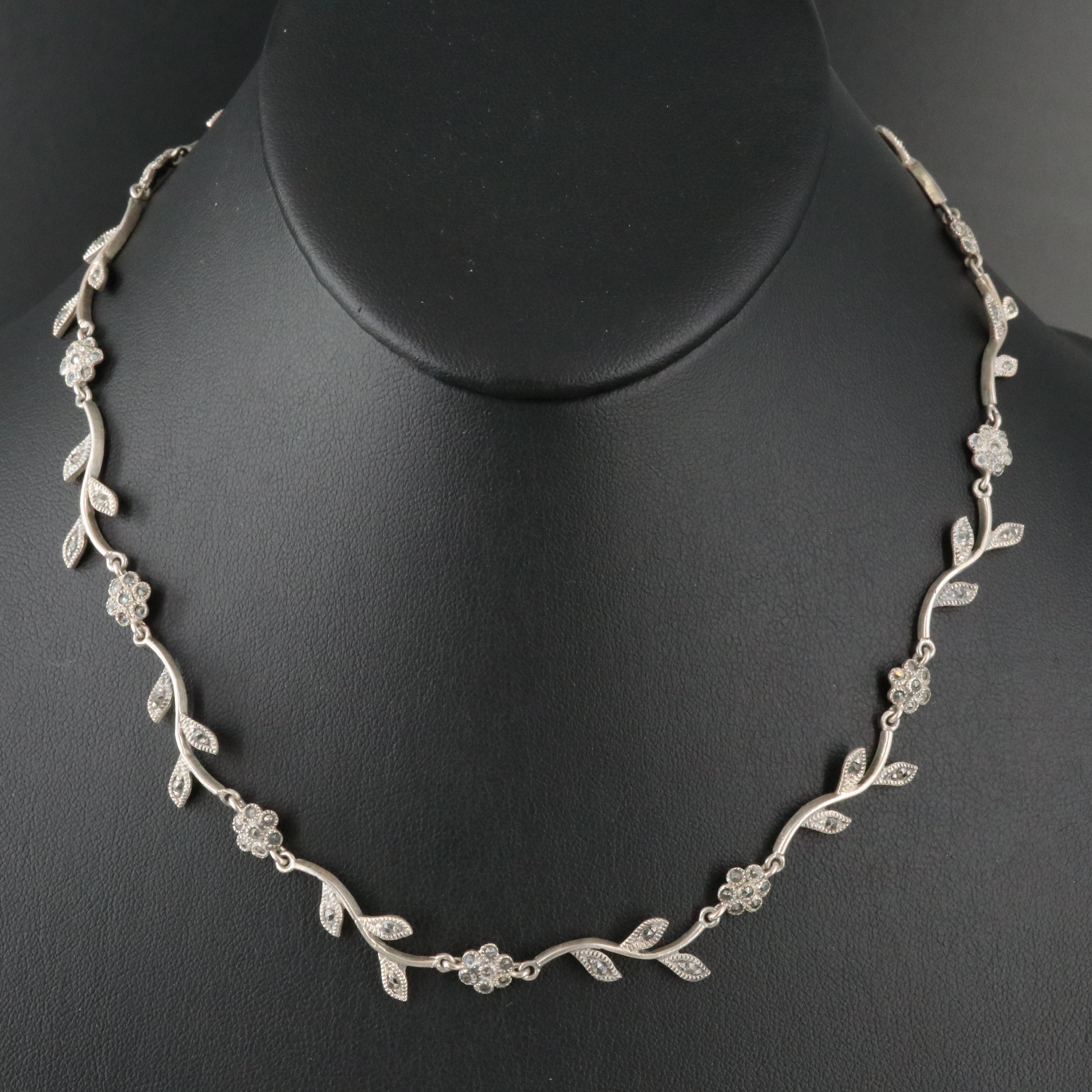 Sterling Marcasite Foliate Necklace