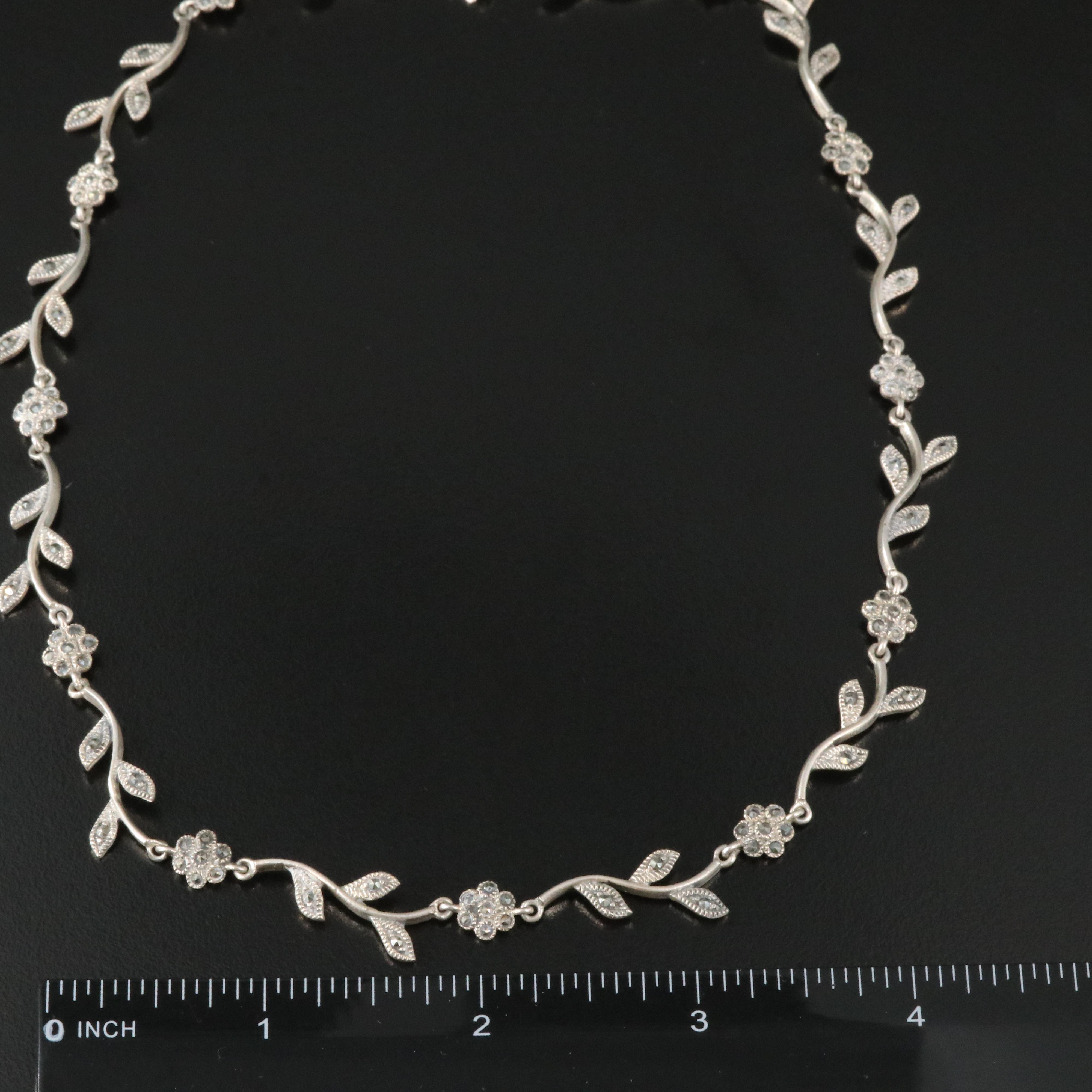 Sterling Marcasite Foliate Necklace