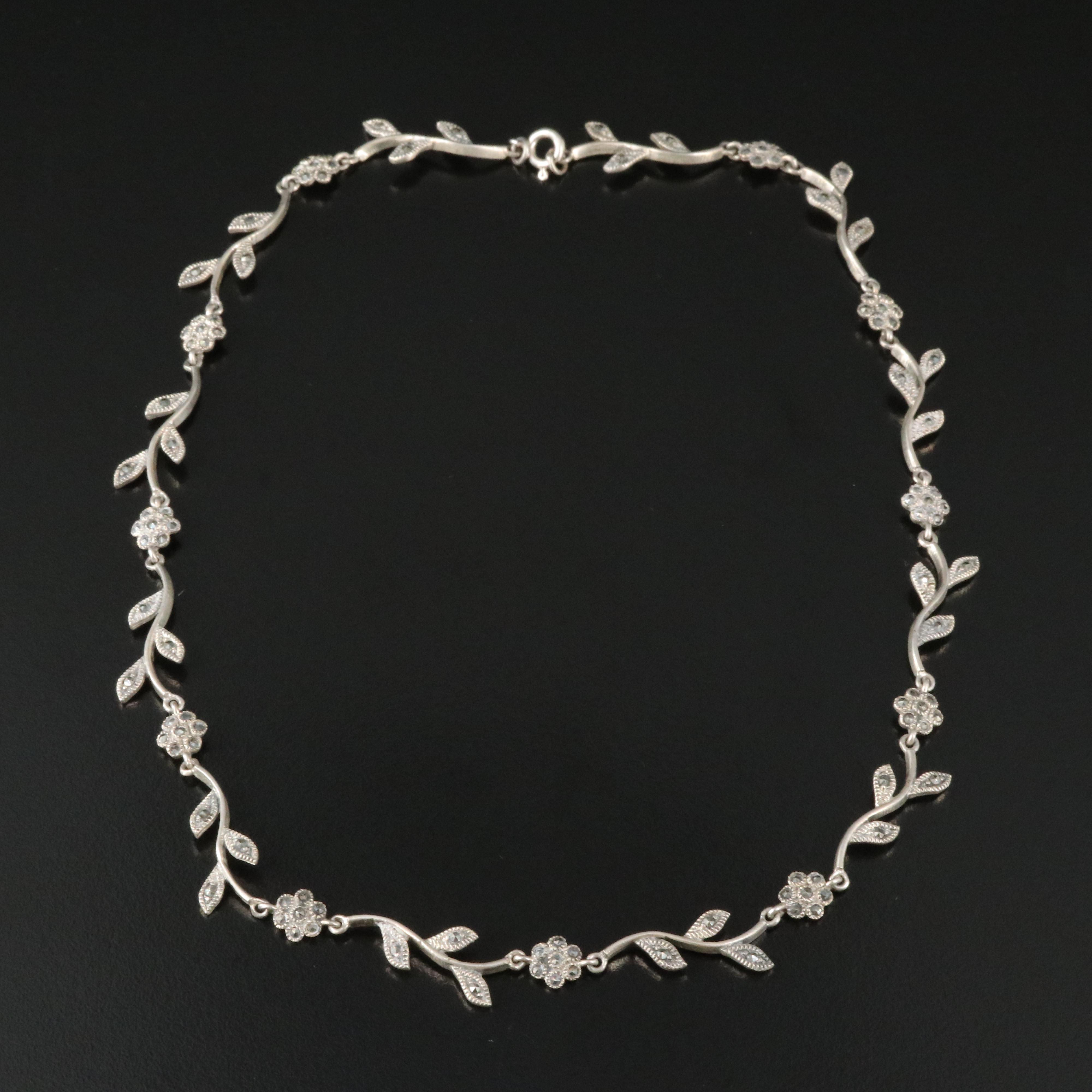 Sterling Marcasite Foliate Necklace
