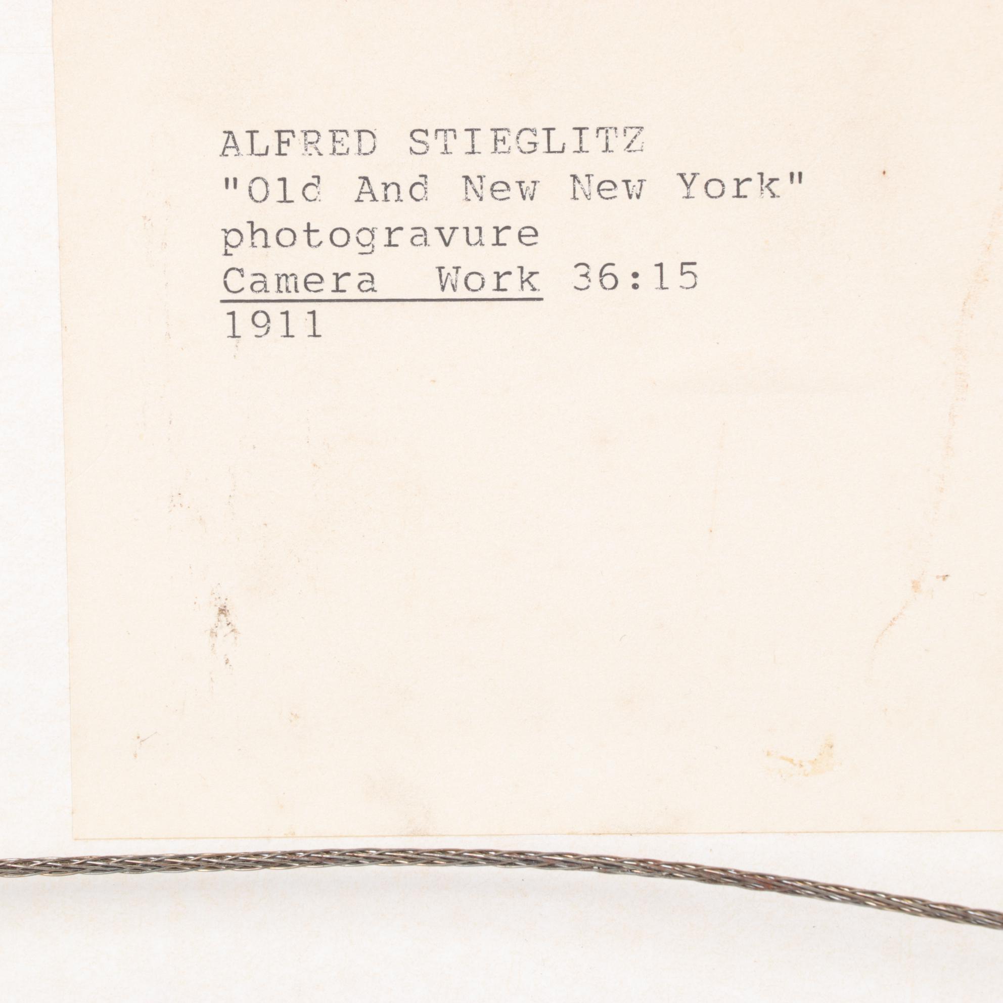 Alfred Stieglitz Photogravure "Old And New New York," 1911