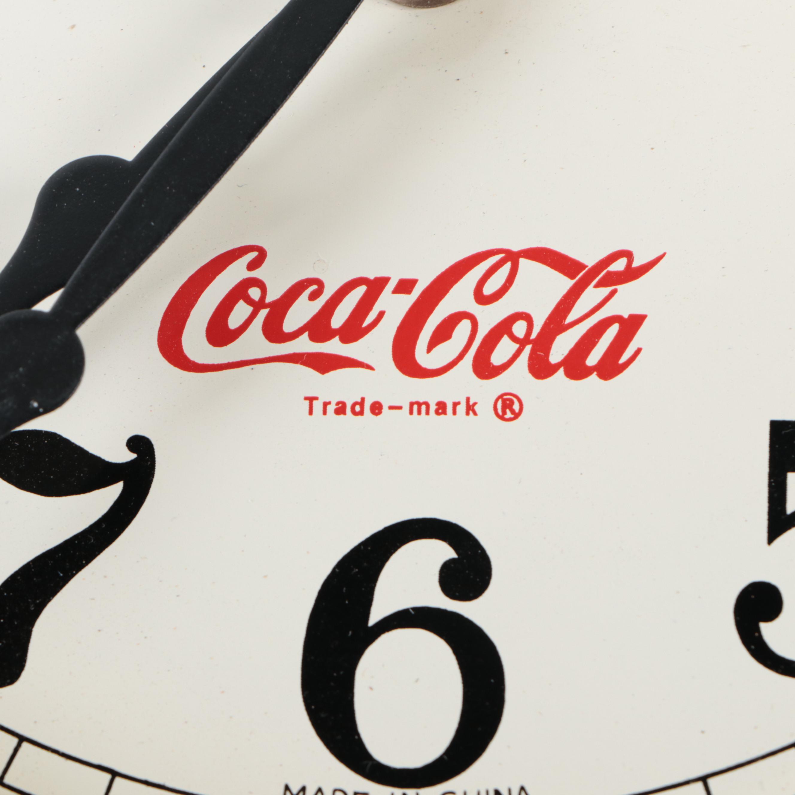 Coca-Cola Wooden Advertising Wall Clock, Late 20th Century