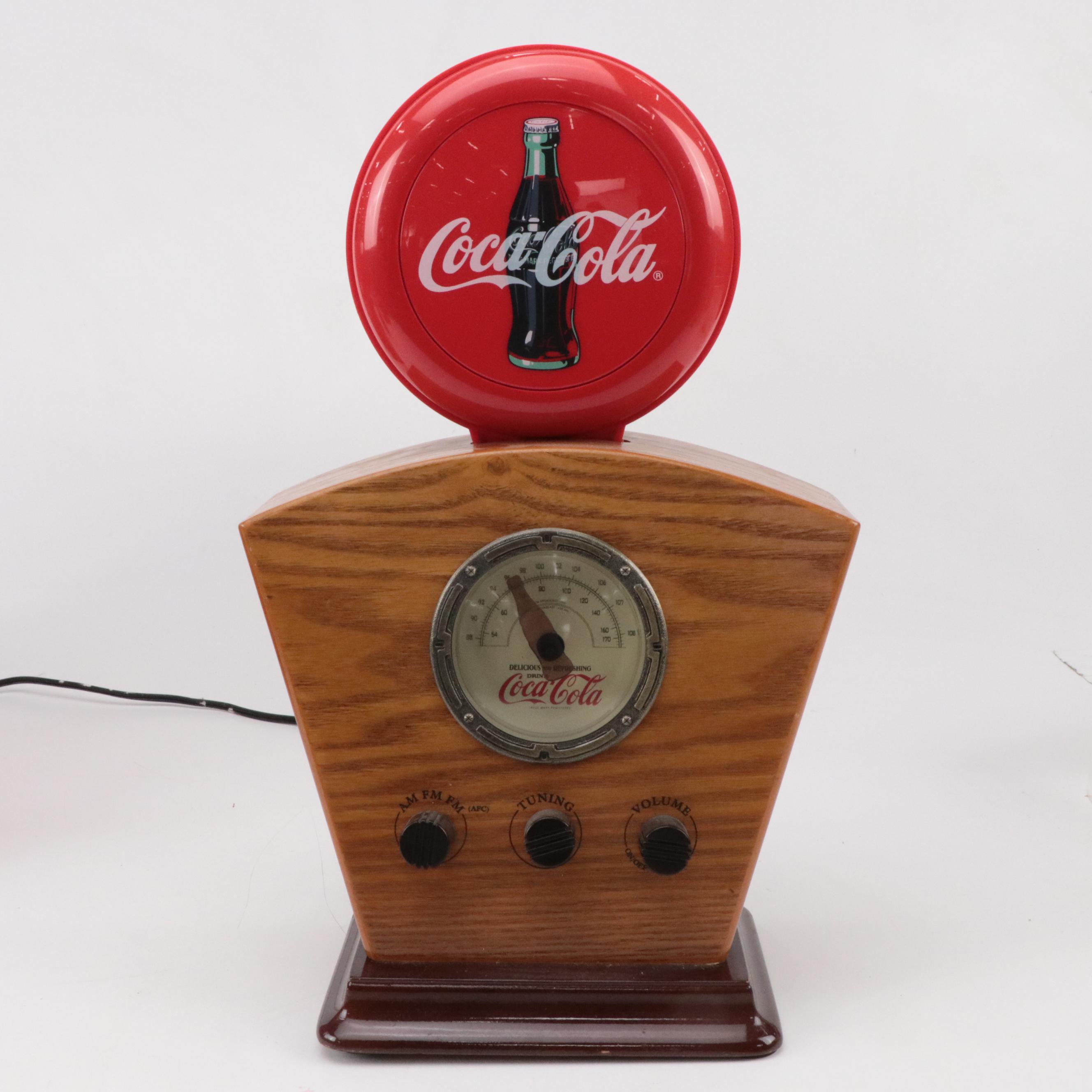 Coca-Cola Finished Wood Radio and Plastic Table Lamp with More