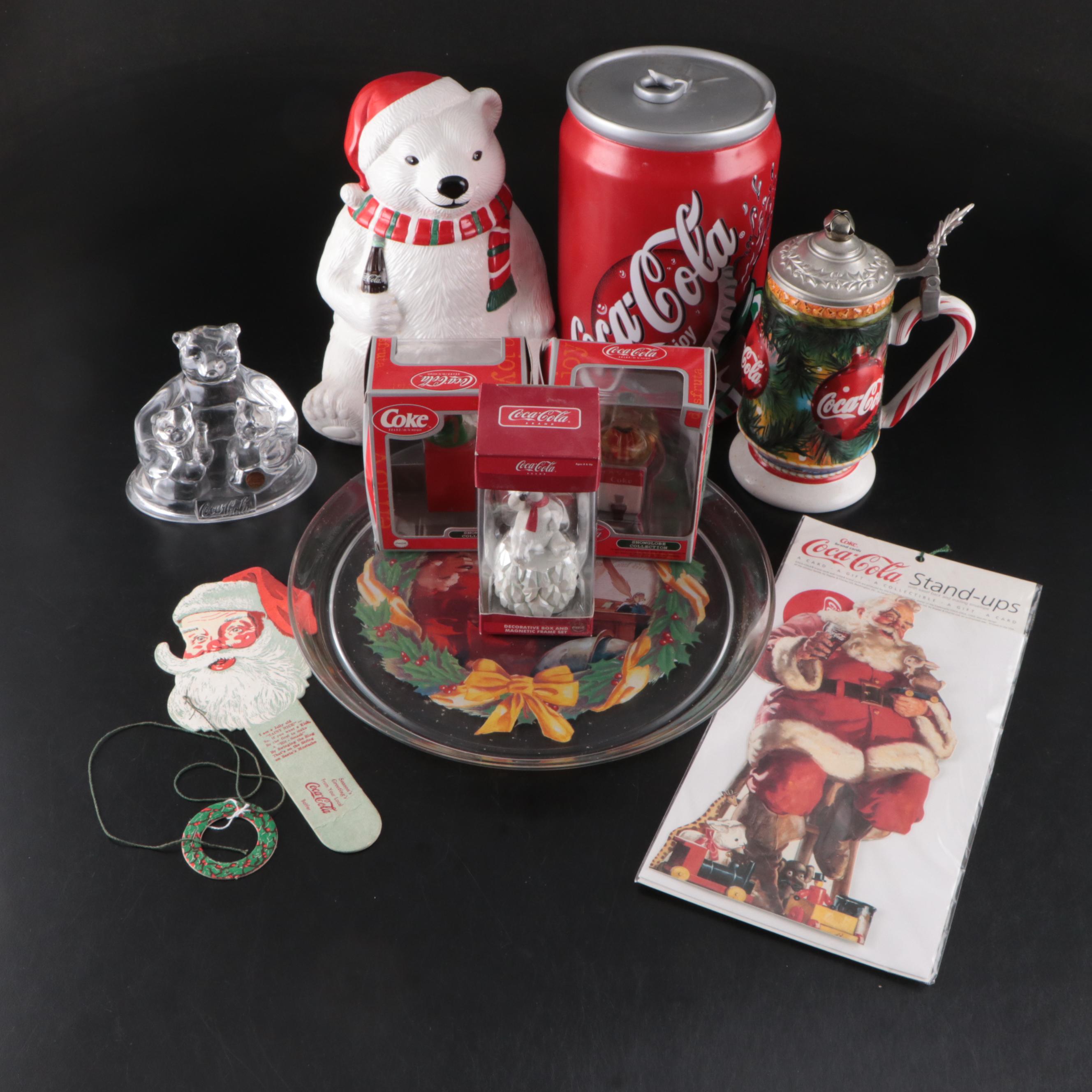 Coca-Cola Polar Bear Cookie Jar with Ornaments, Cookie Platter and More