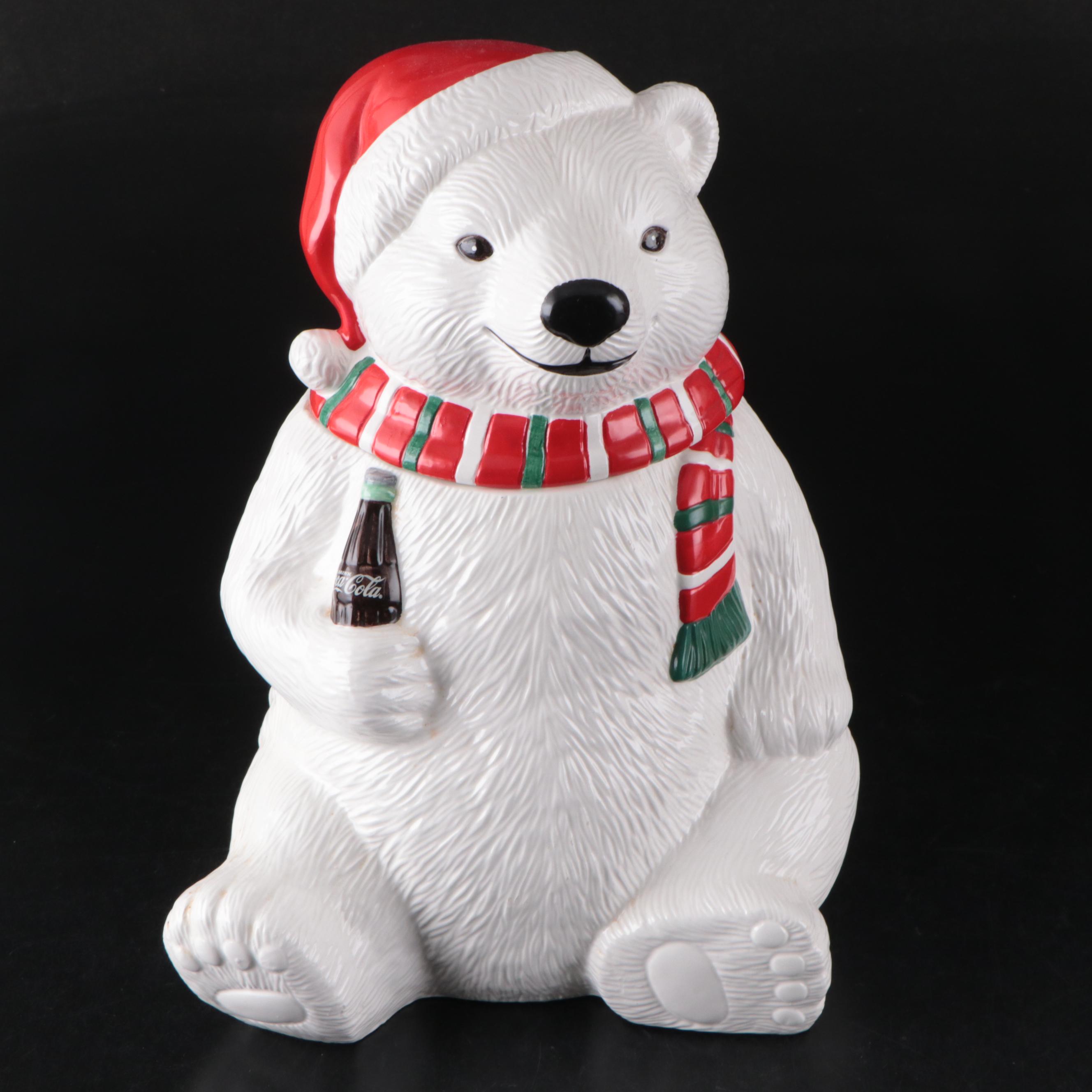 Coca-Cola Polar Bear Cookie Jar with Ornaments, Cookie Platter and More