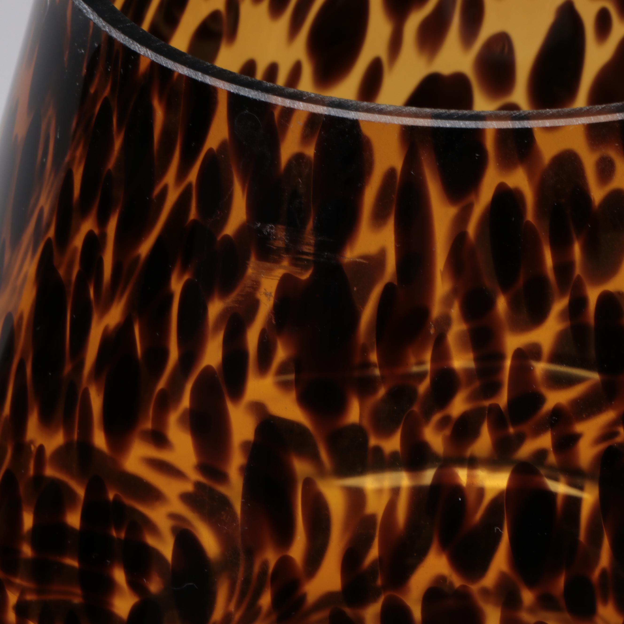 Tortoise Amber Glass Mushroom Table Lamp Pair