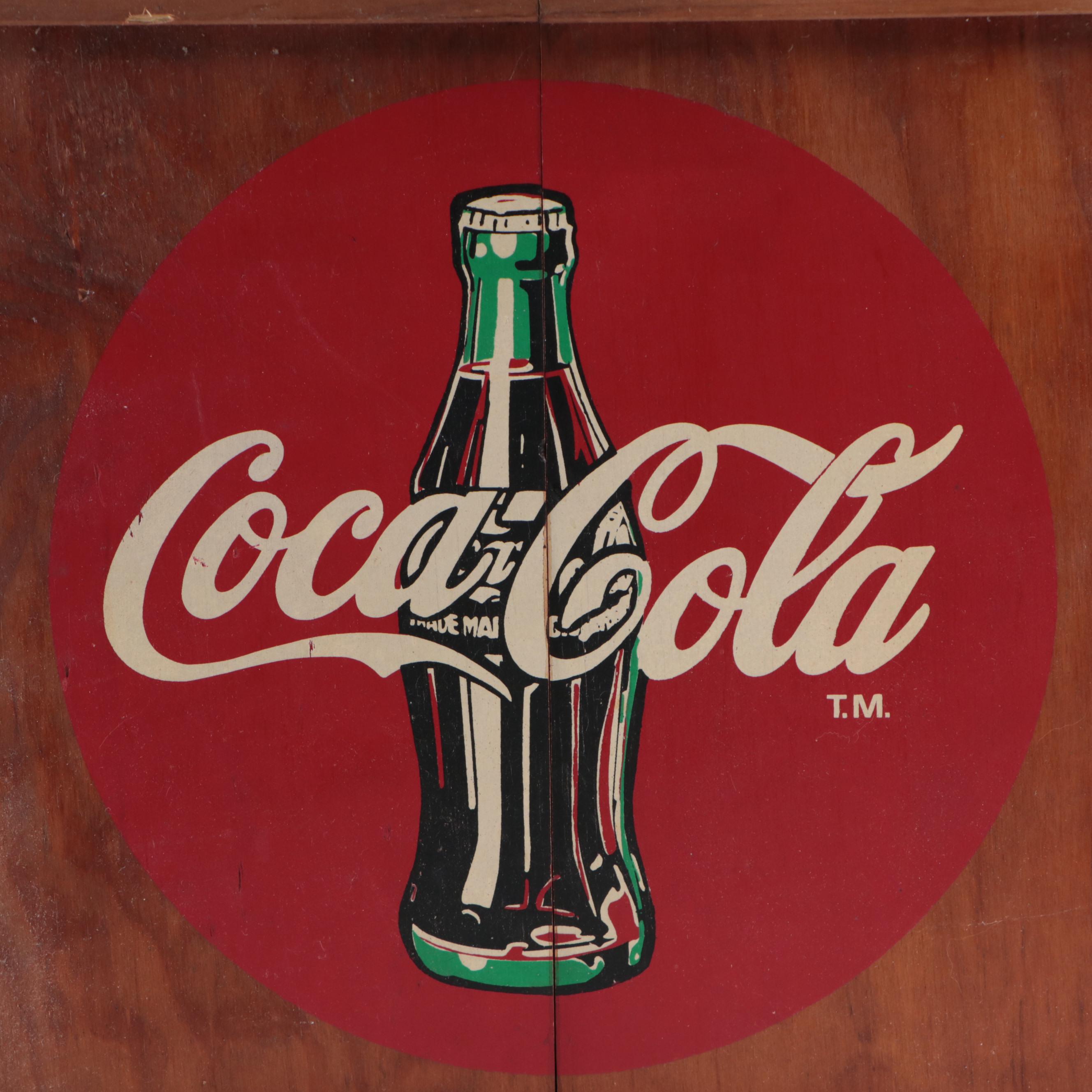 Wood Crate Wall Cabinet with Other Coca-Cola Themed Merchandise in Curio Shelf