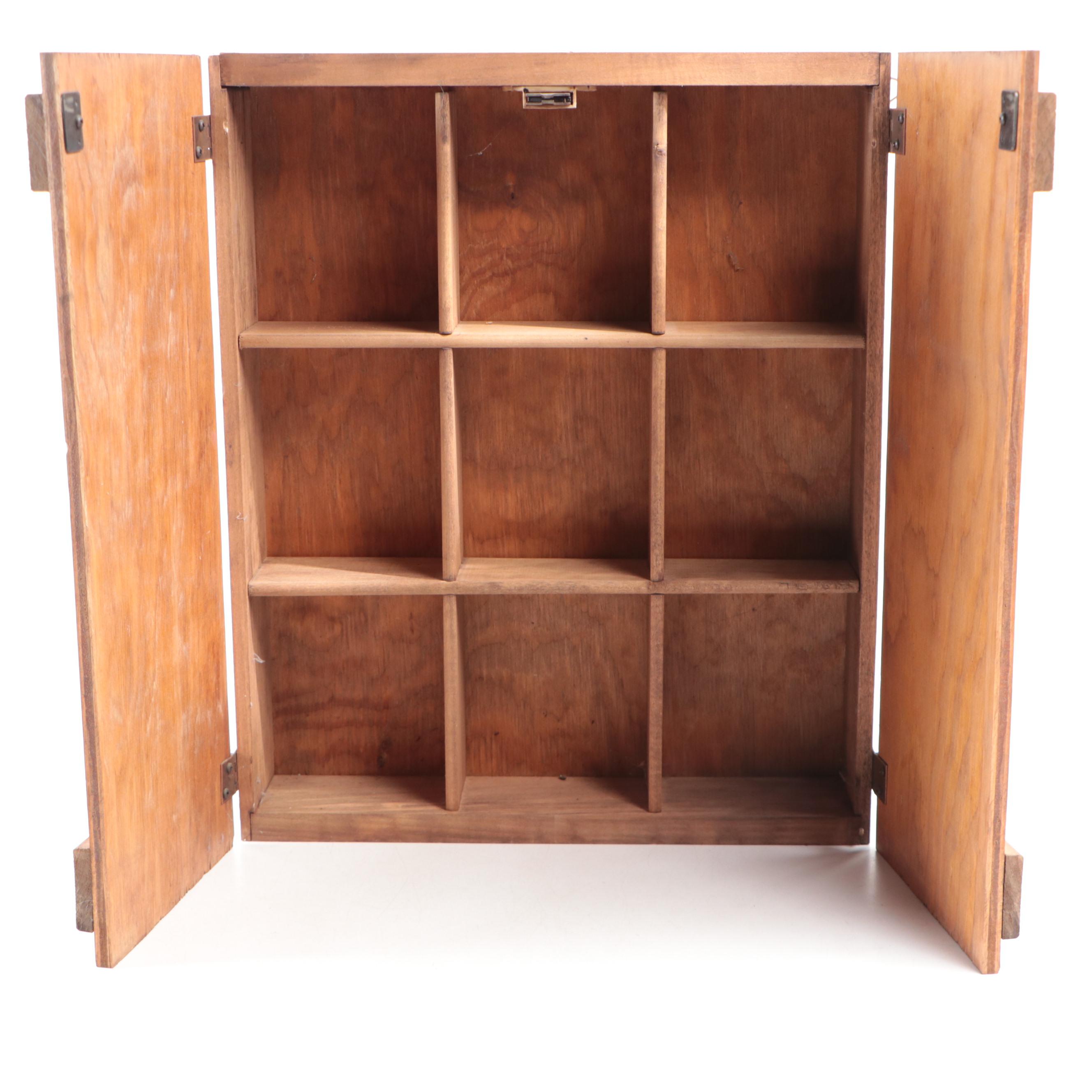 Wood Crate Wall Cabinet with Other Coca-Cola Themed Merchandise in Curio Shelf