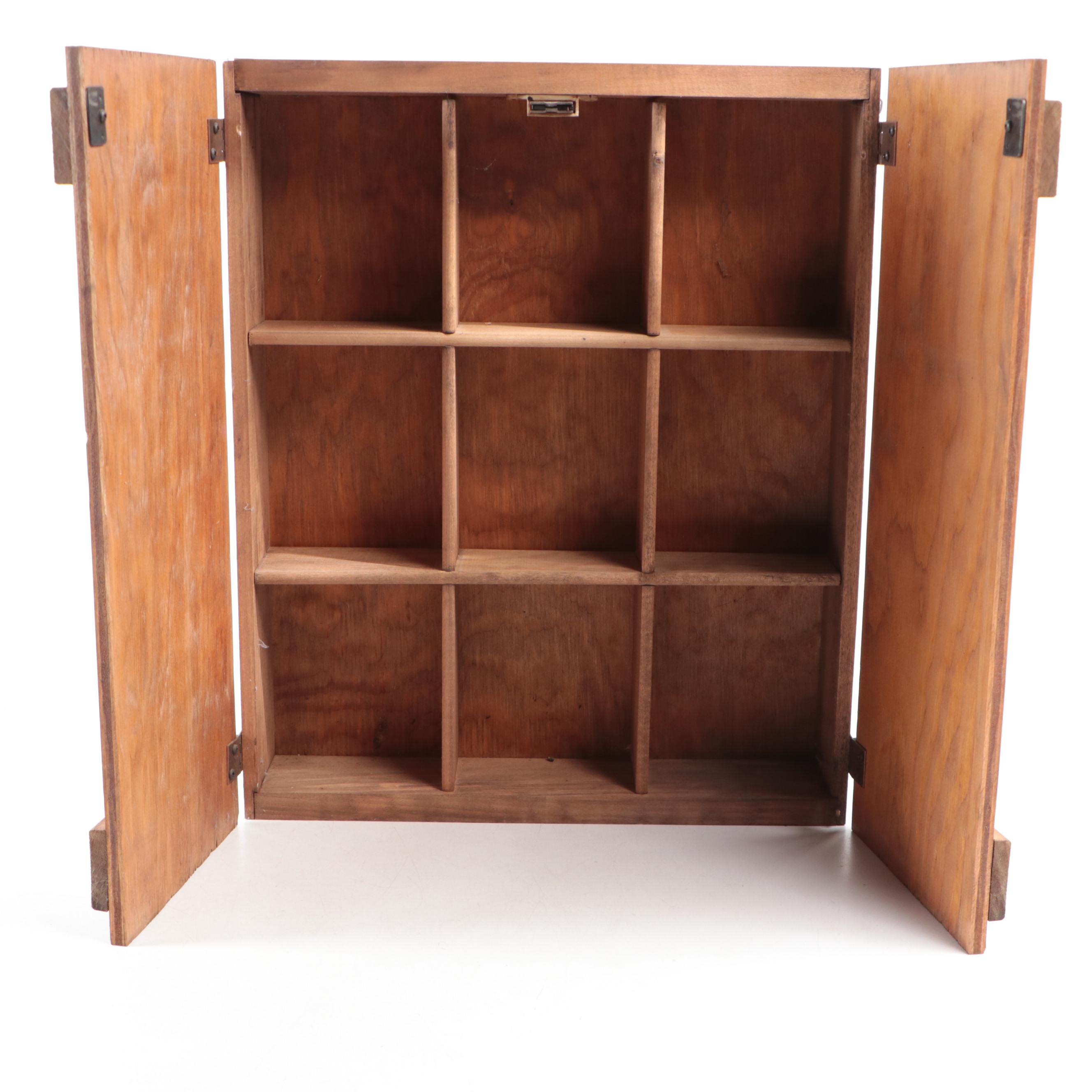 Wood Crate Wall Cabinet with Other Coca-Cola Themed Merchandise in Curio Shelf