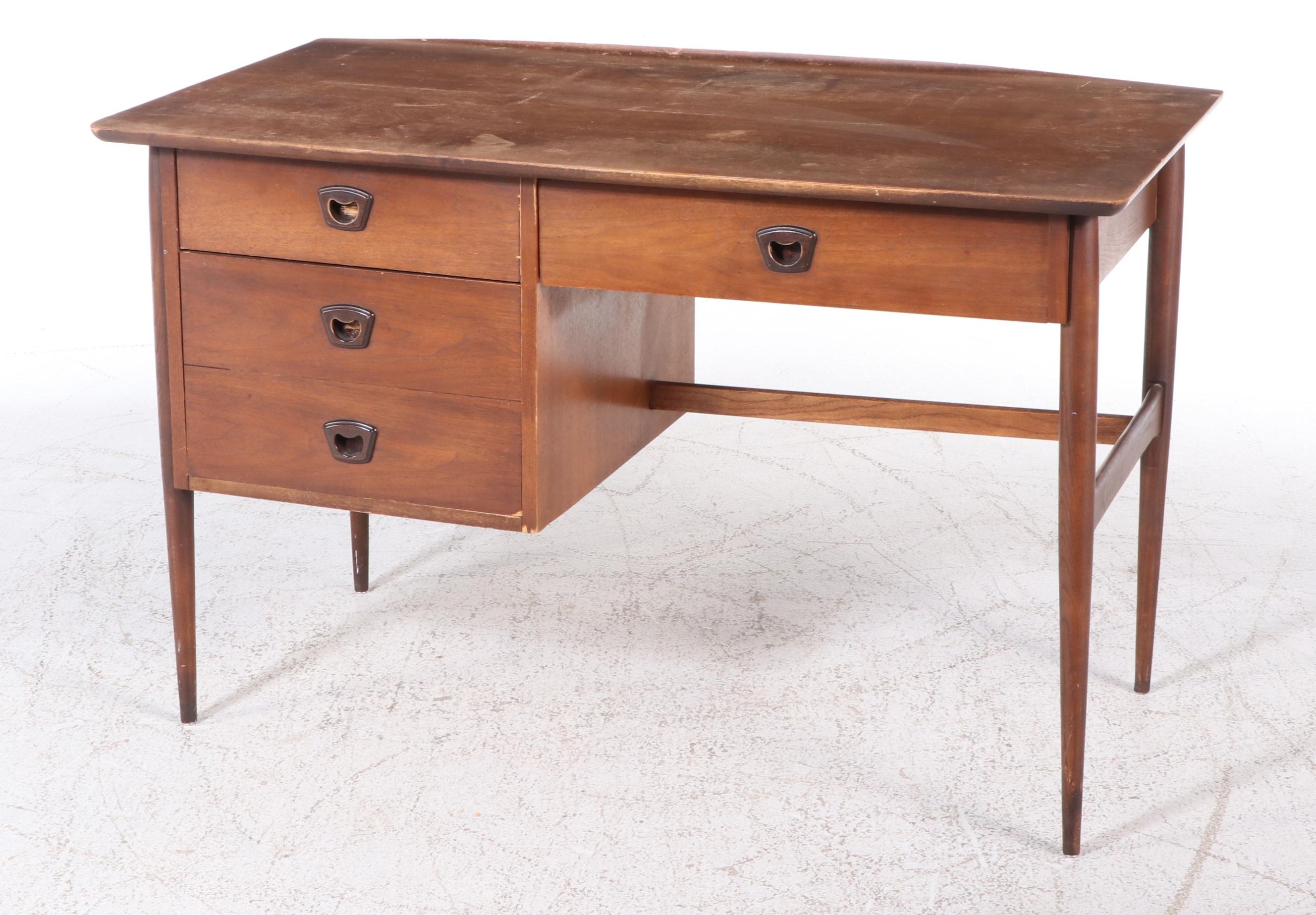 Bassett Furniture Mid Century Modern Walnut and Ash Desk