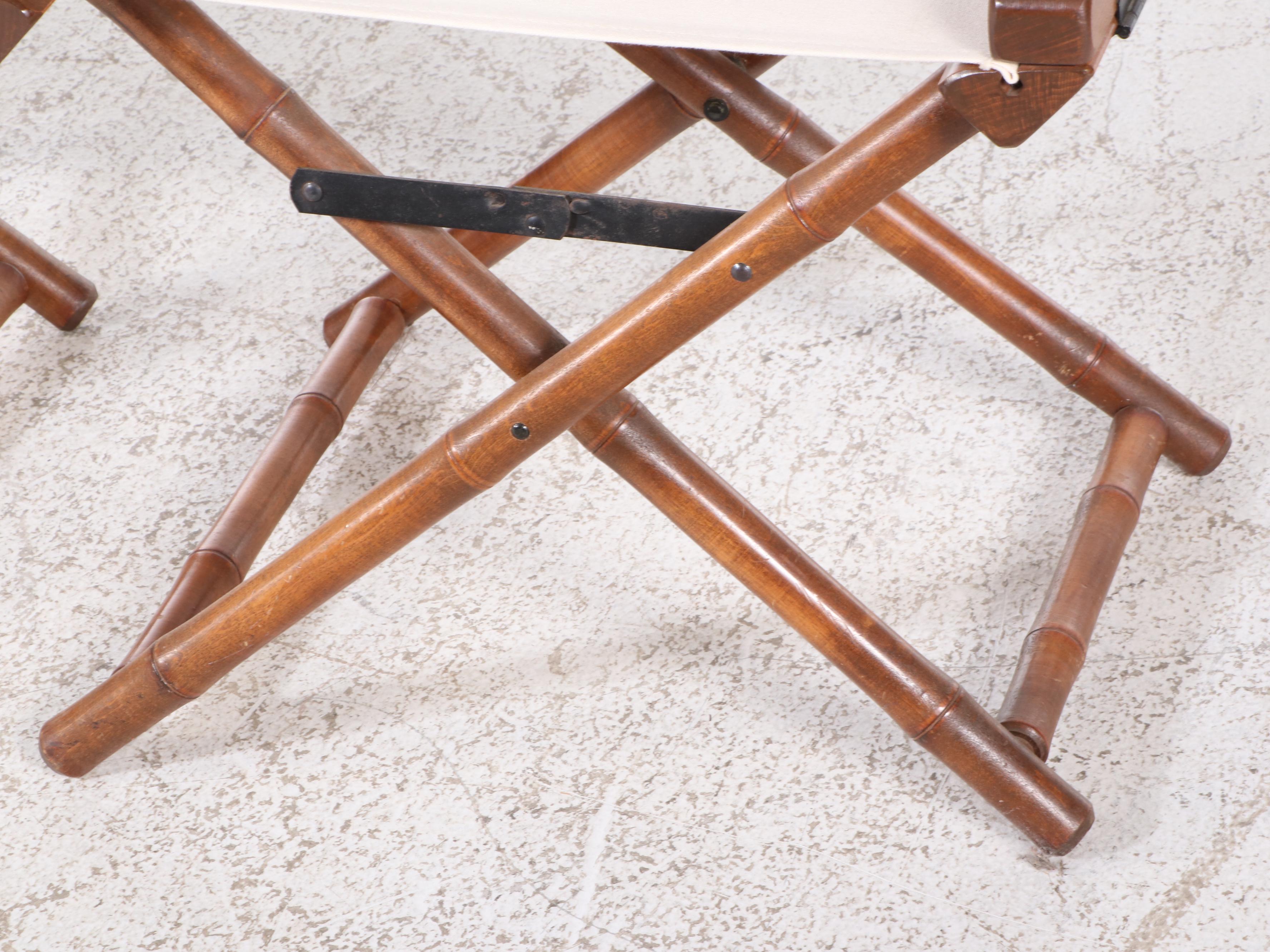 Pair of Telescope Faux Bamboo Framed Folding Canvas Director's Chairs
