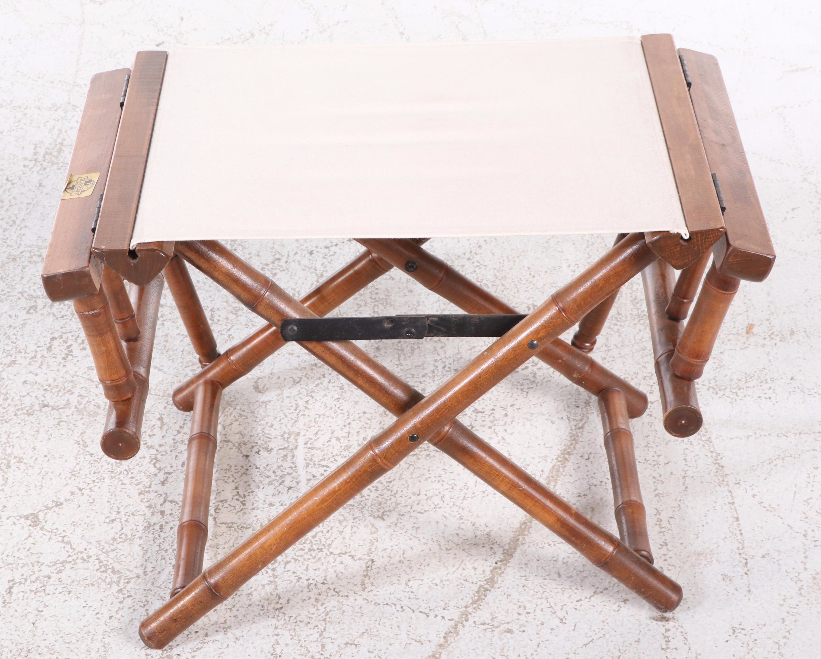 Pair of Telescope Faux Bamboo Framed Folding Canvas Director's Chairs