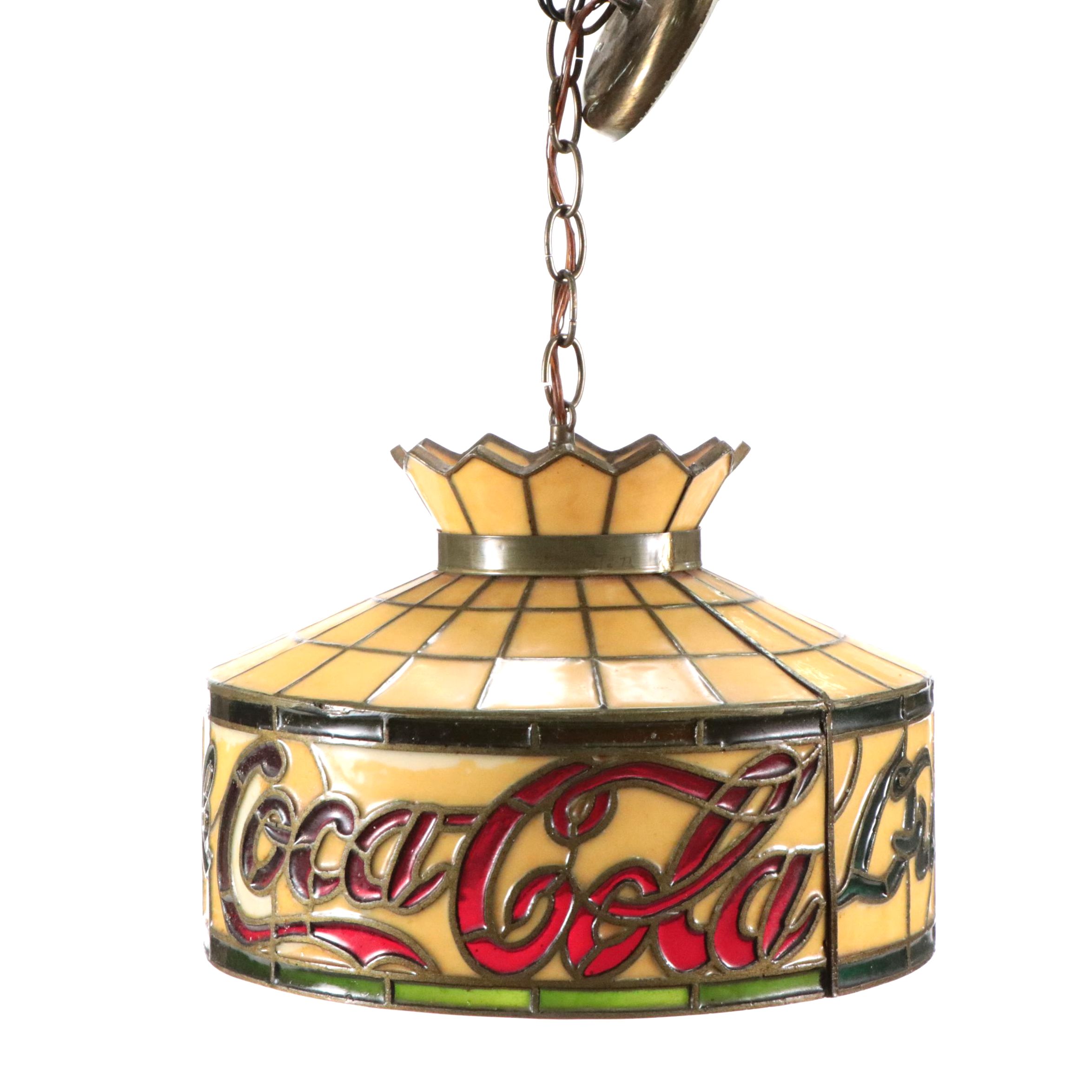 J. N. Machet for Coca-Cola Metal and Glass Pendant Light, Mid to Late 20th C.