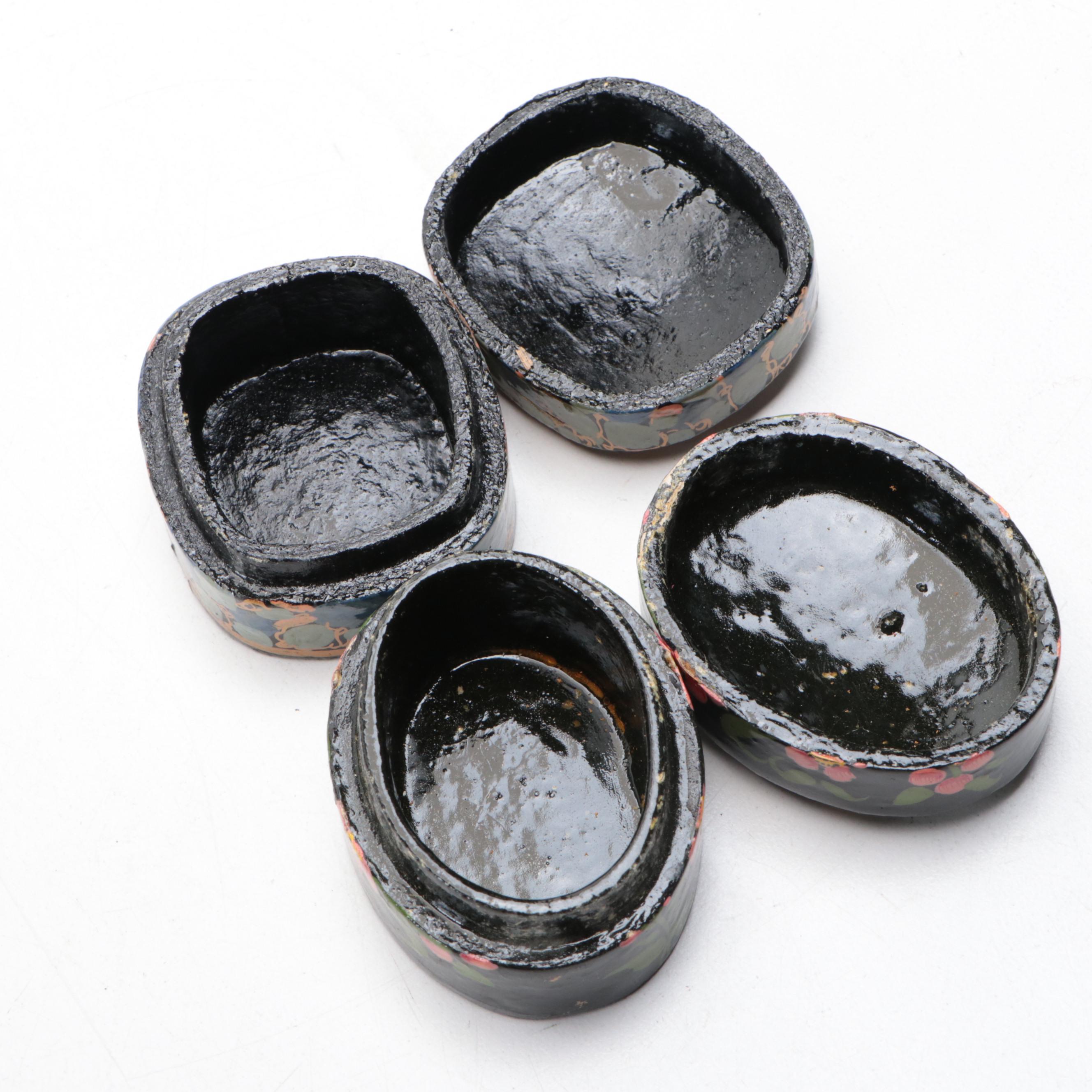 Hand-Painted Indian Lacquerware Boxes, Mid to Late 20th Century