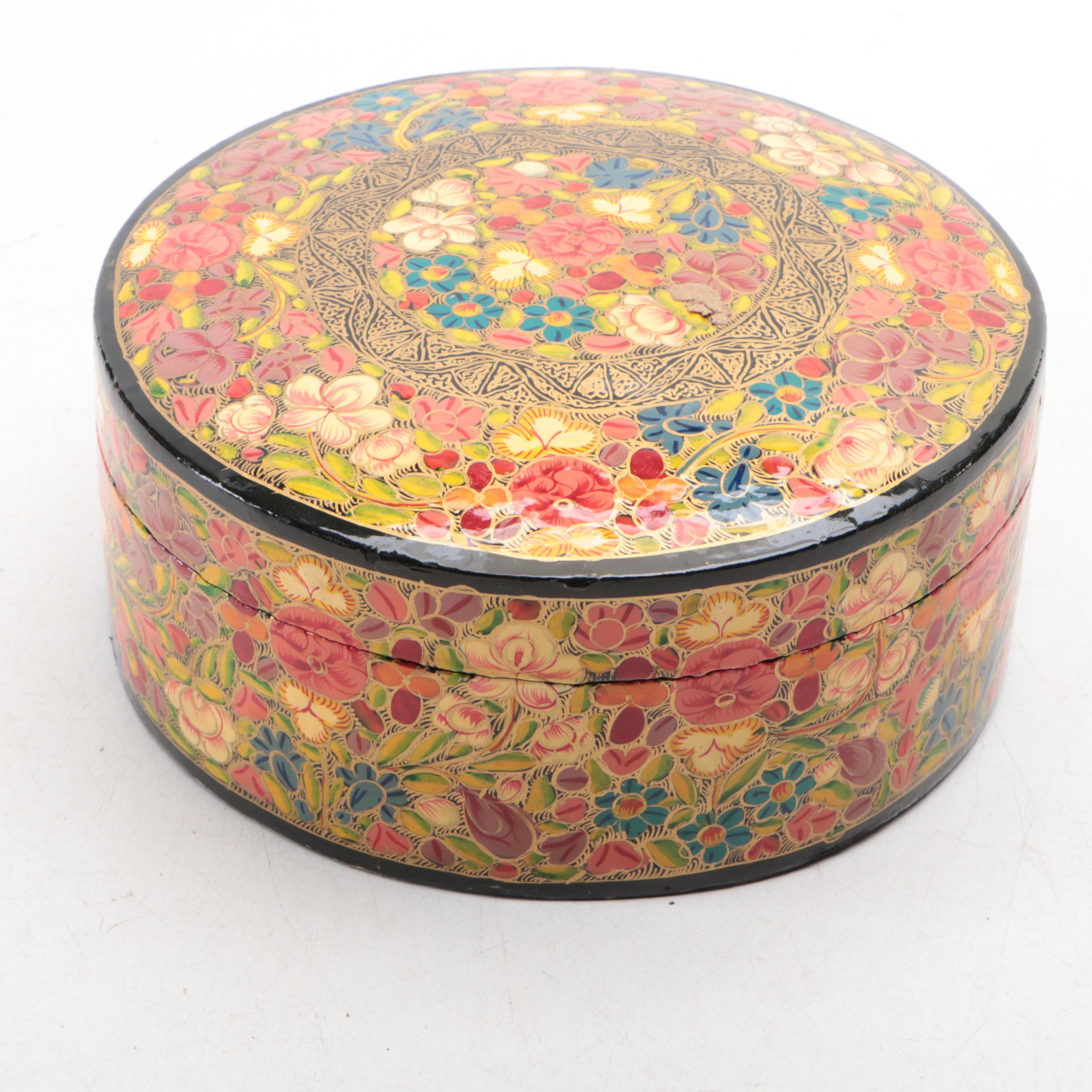 Hand-Painted Indian Lacquerware Boxes, Mid to Late 20th Century