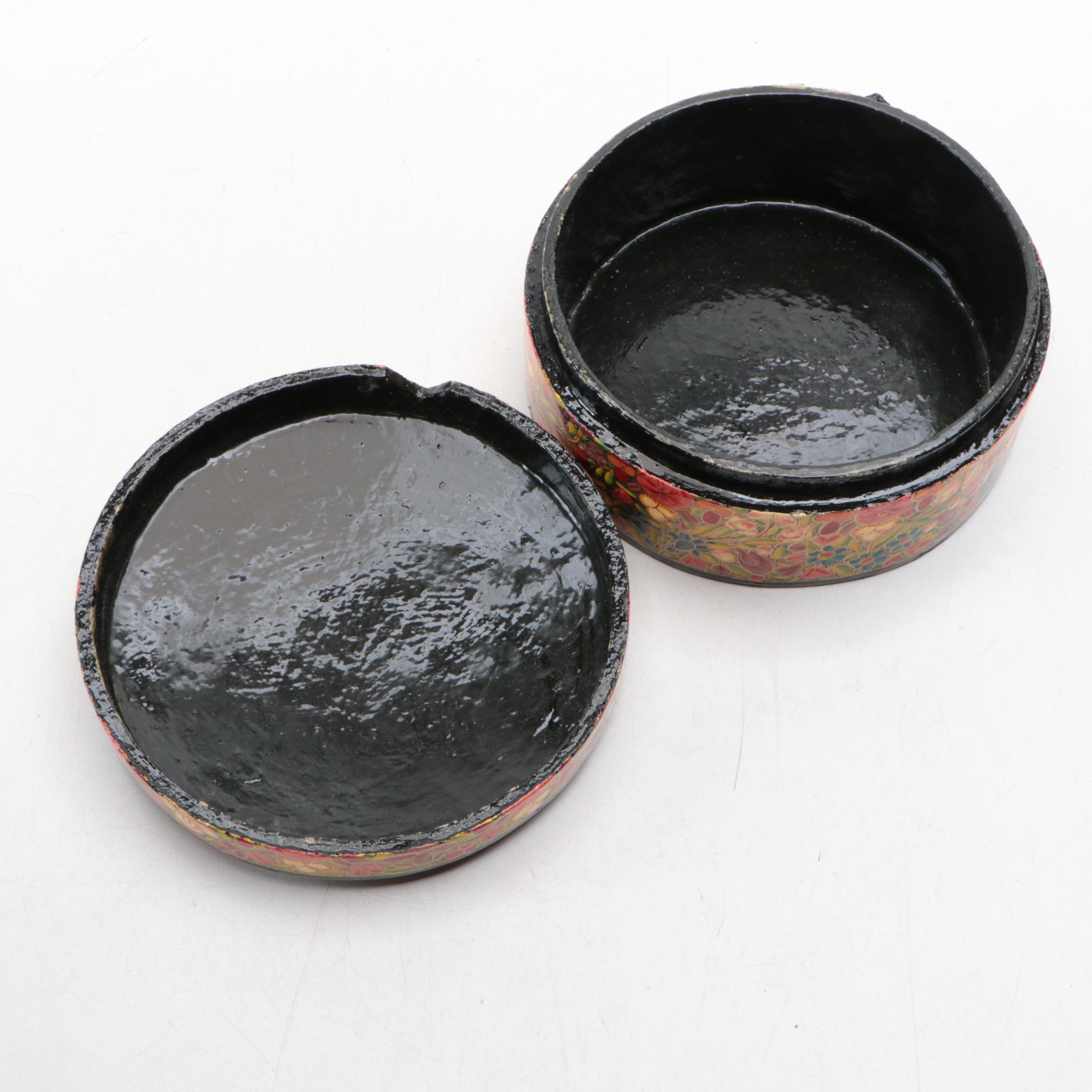 Hand-Painted Indian Lacquerware Boxes, Mid to Late 20th Century