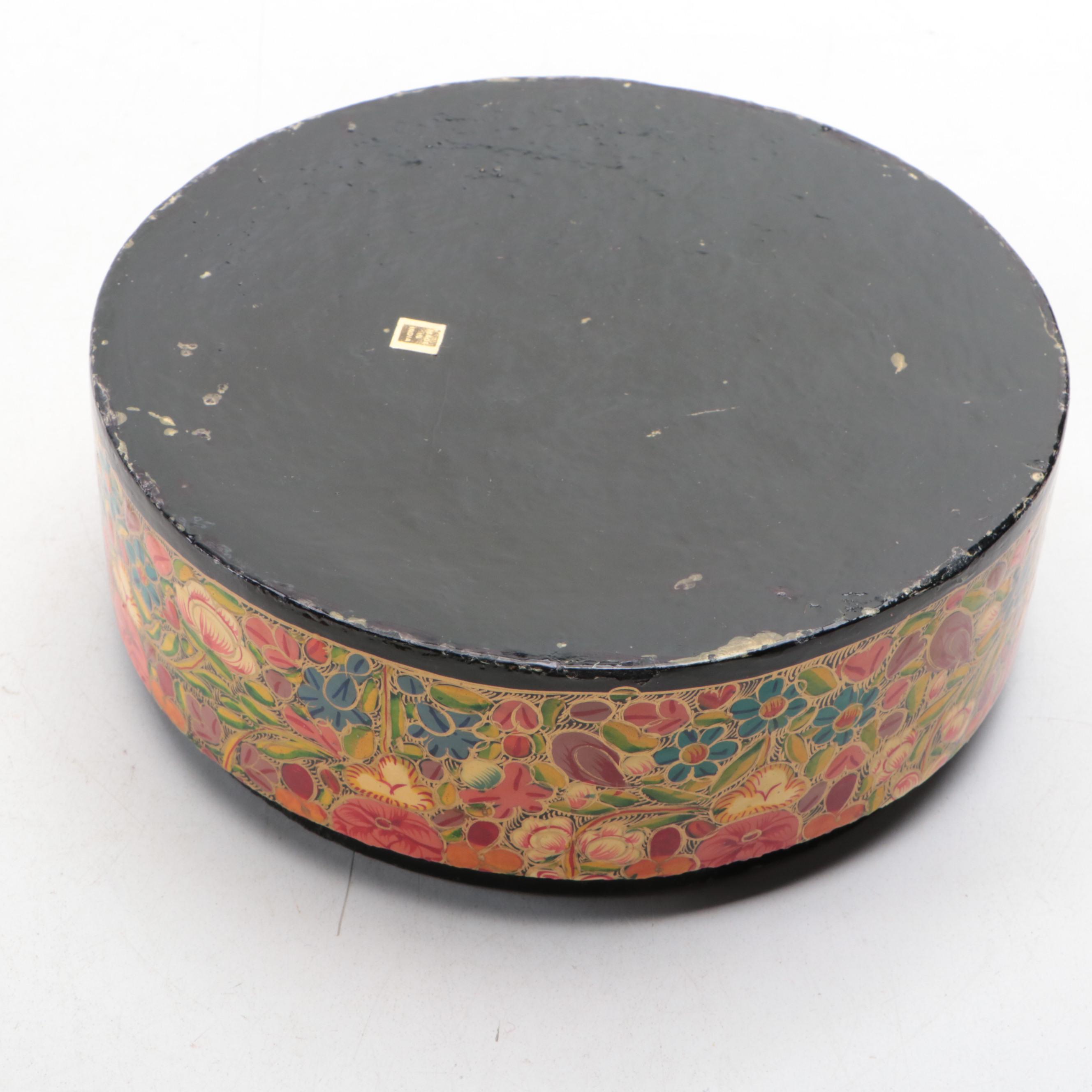 Hand-Painted Indian Lacquerware Boxes, Mid to Late 20th Century