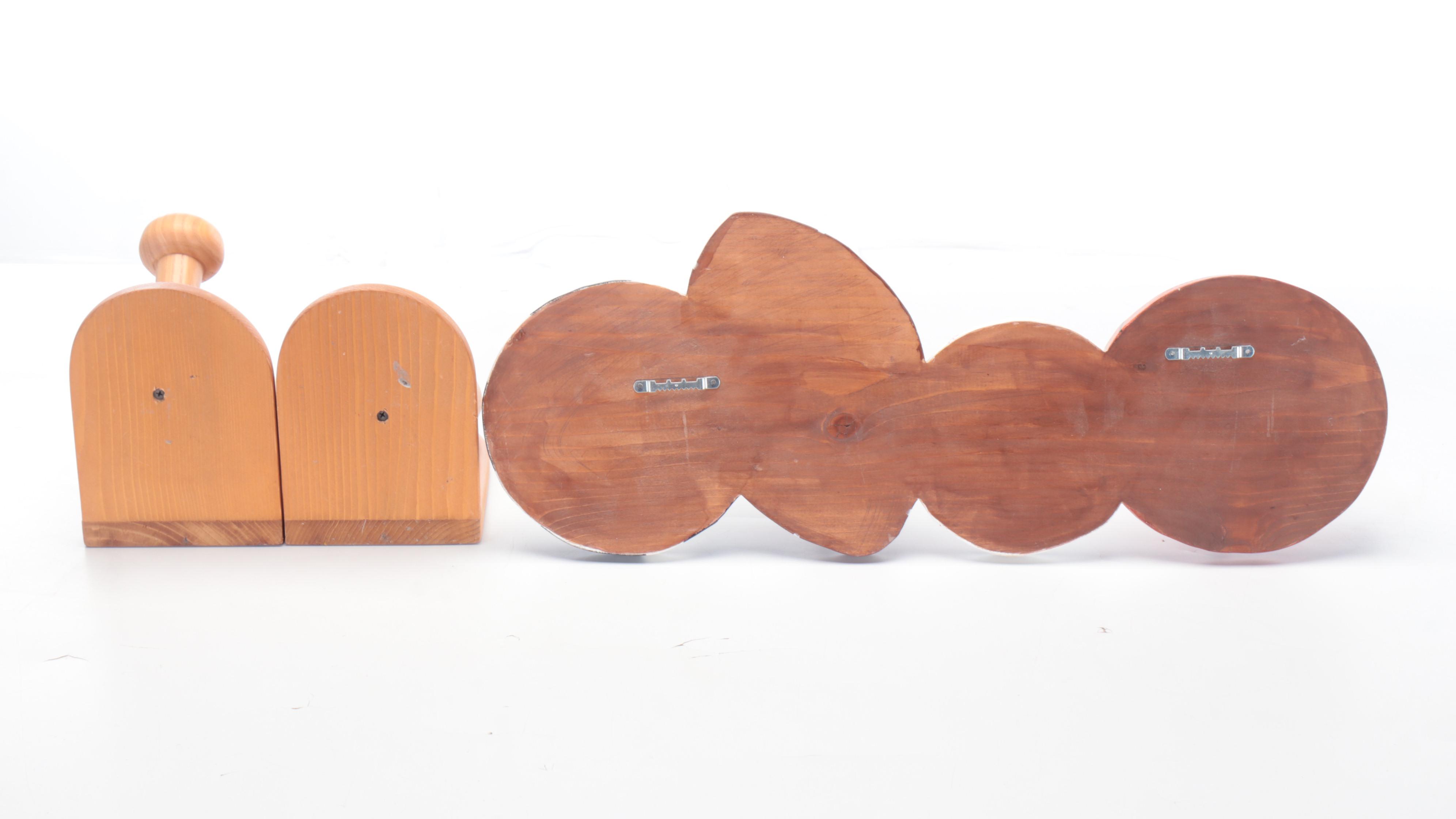 Wooden Baseball and Bat Wall Hanging Shelf with Other Sports Themed Decor