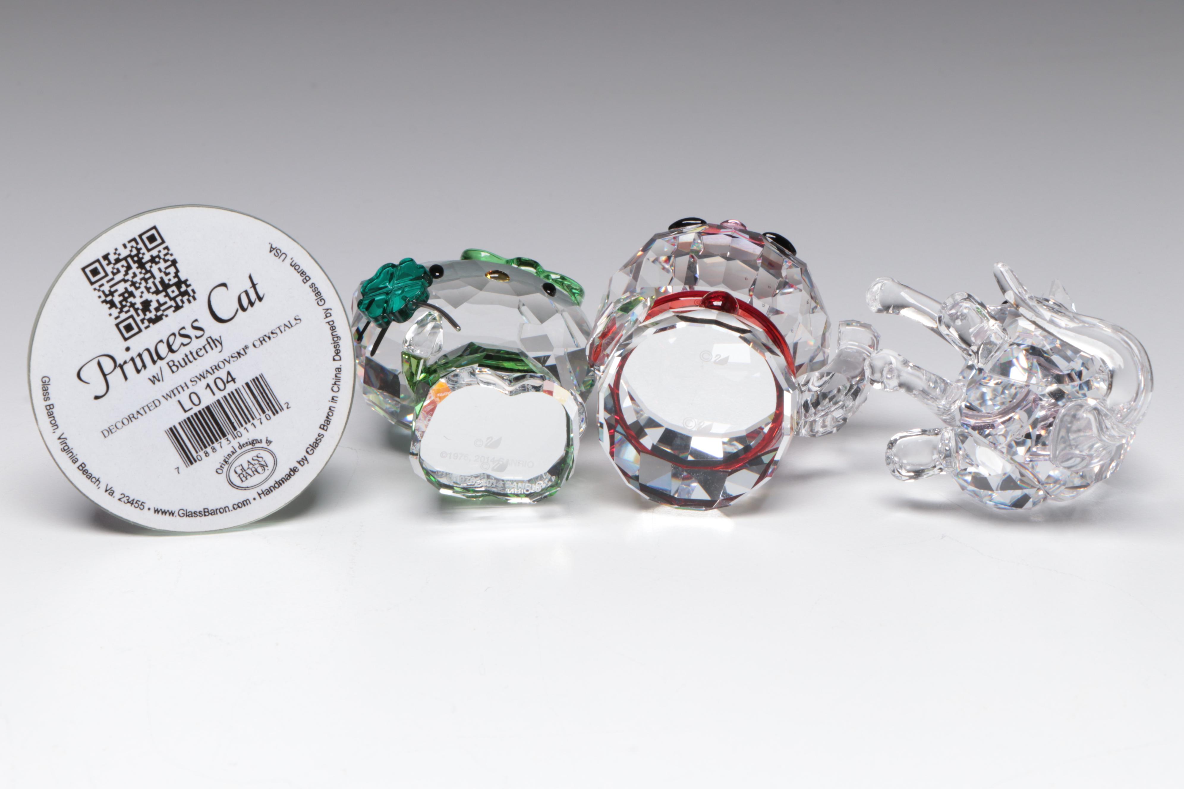 Swarovski Crystal Cat and Dog Figurines with Original Boxes