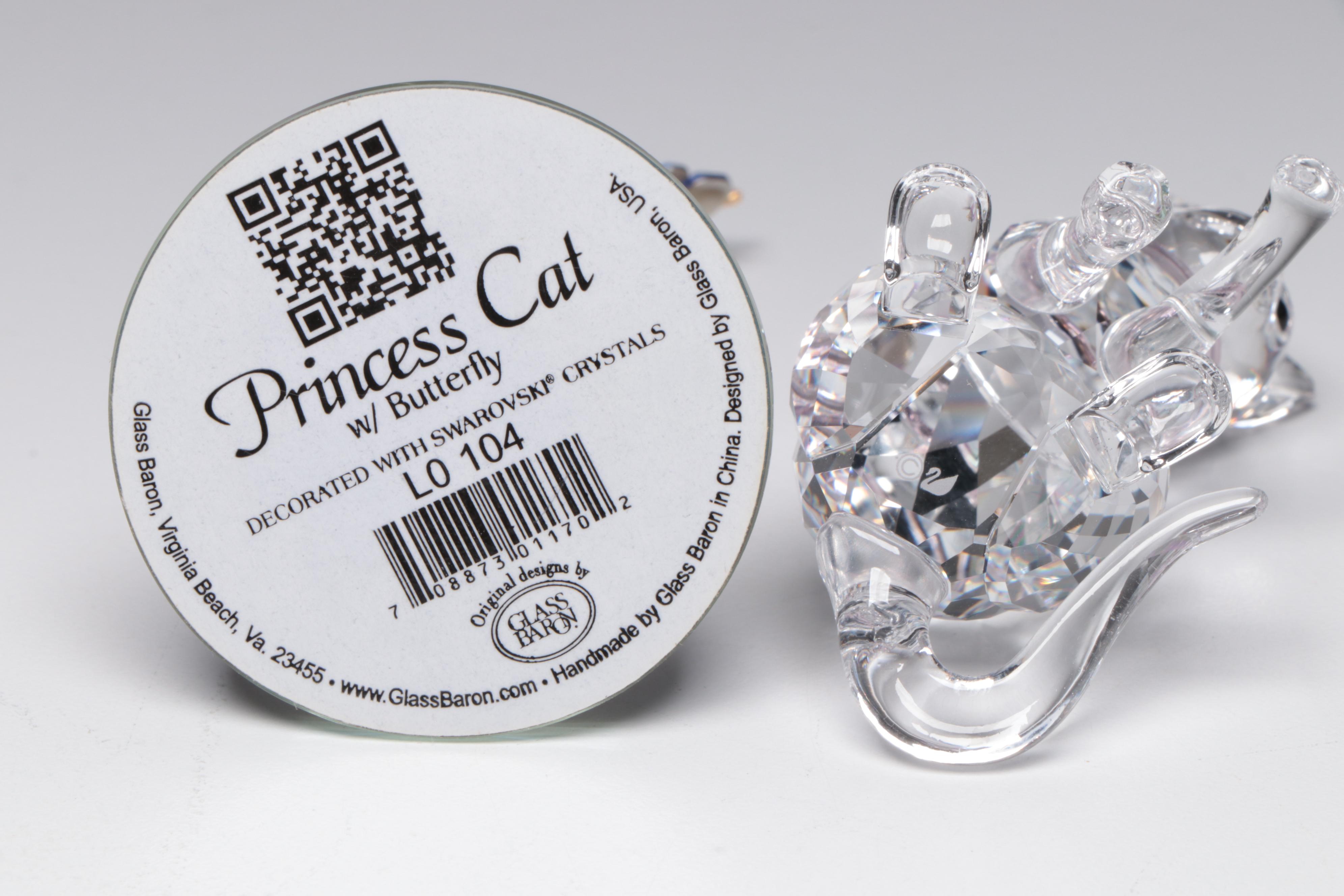 Swarovski Crystal Cat and Dog Figurines with Original Boxes