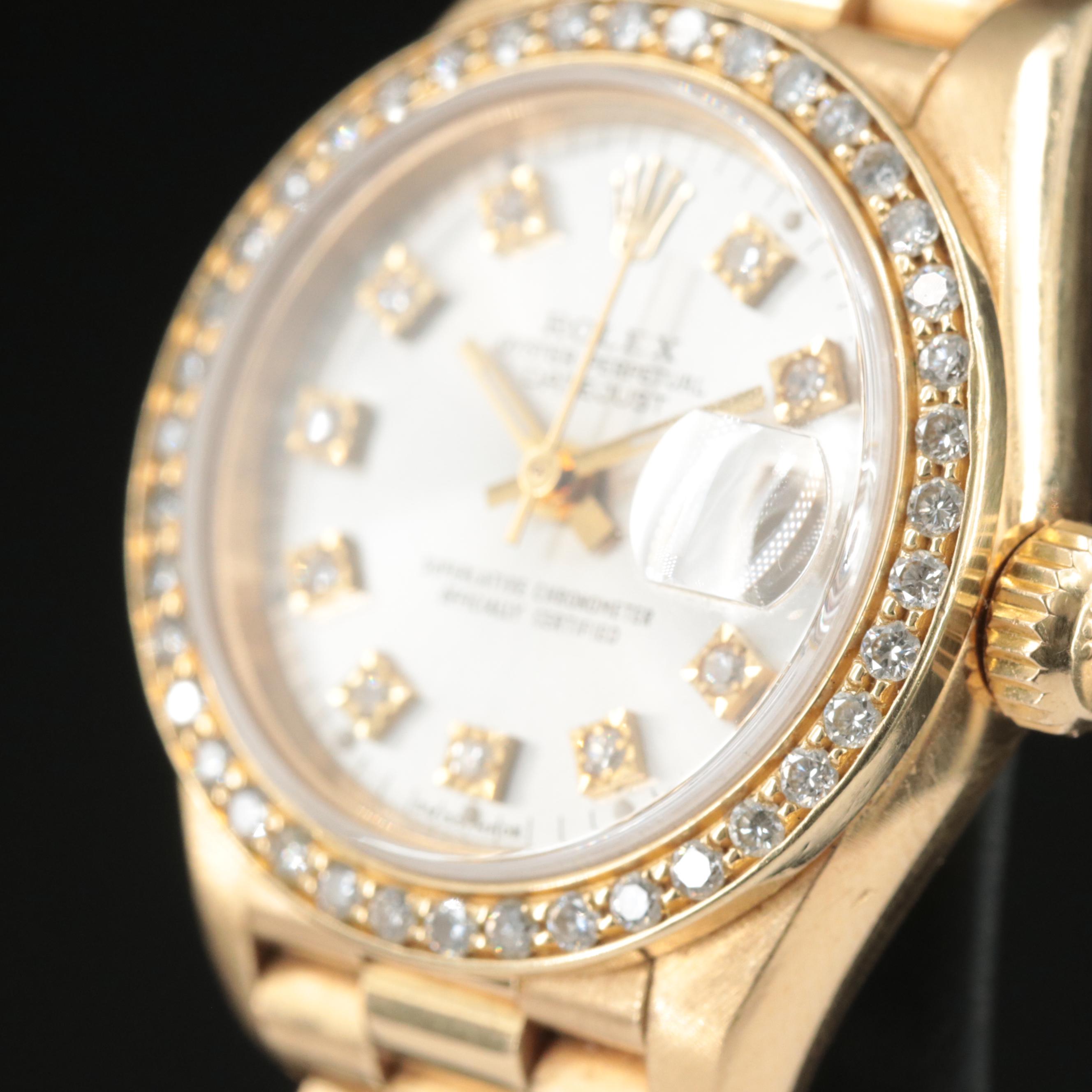 1990 Rolex Custom Diamond Dial and Bezel Datejust Watch