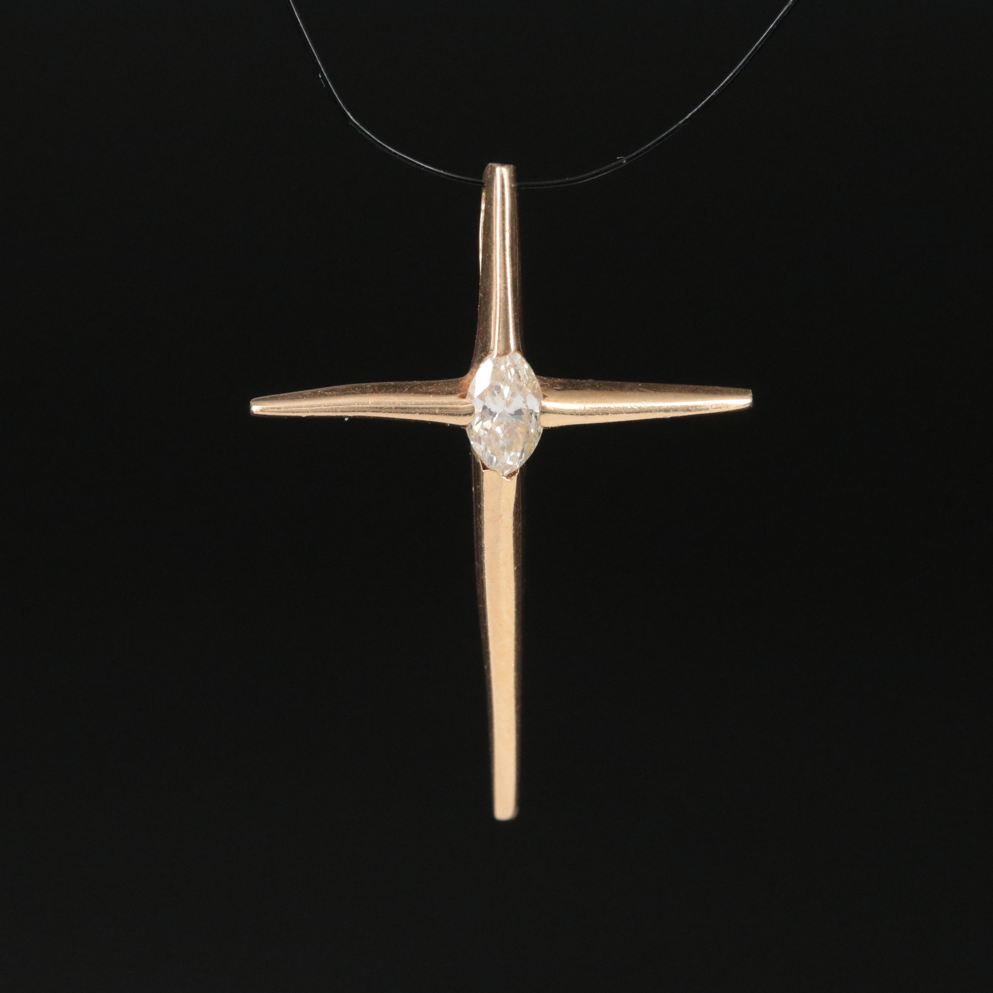 14K 0.14 CT Diamond Cross Pendant