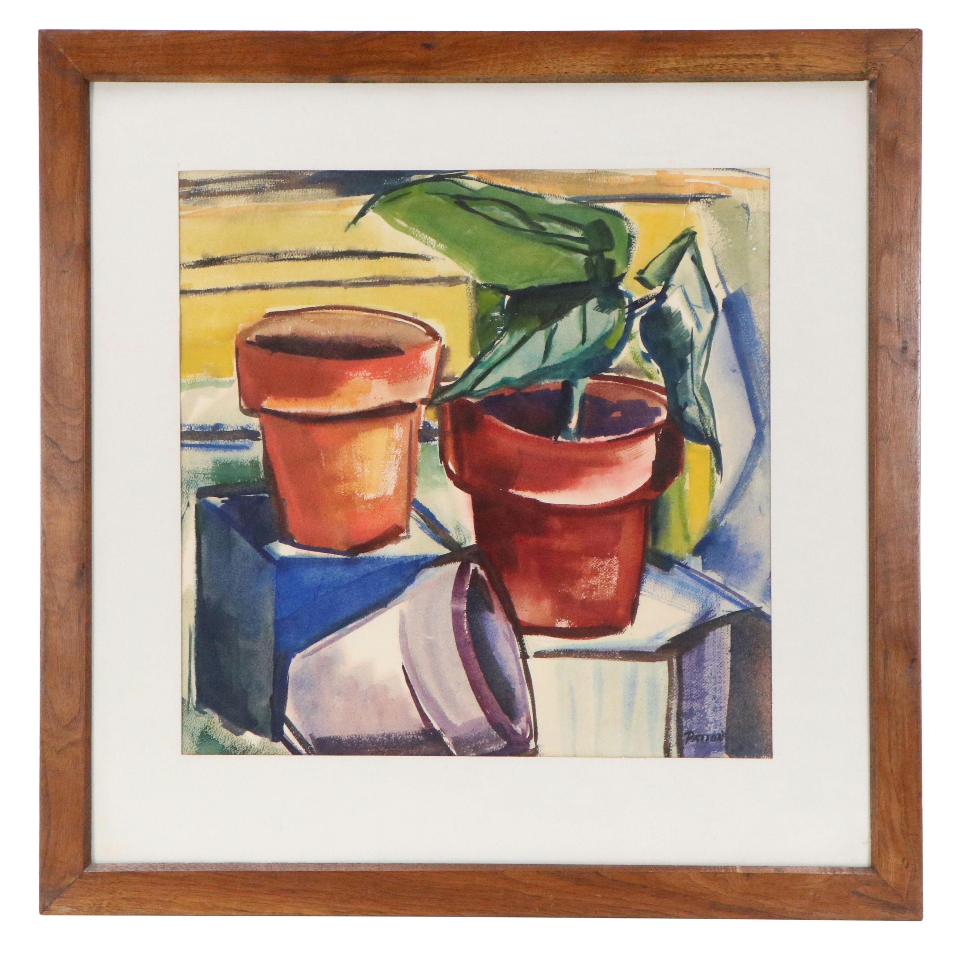 Patton Still Life Watercolor of Flower Pots