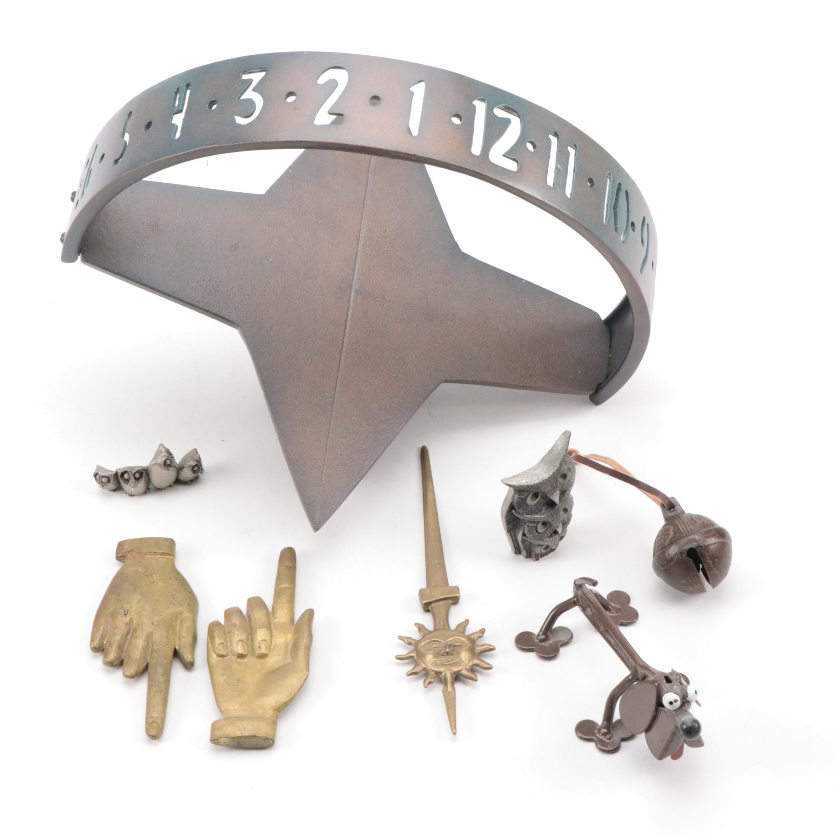 Metal Sun Clock with Other Metal Decor and Figurines Everything But