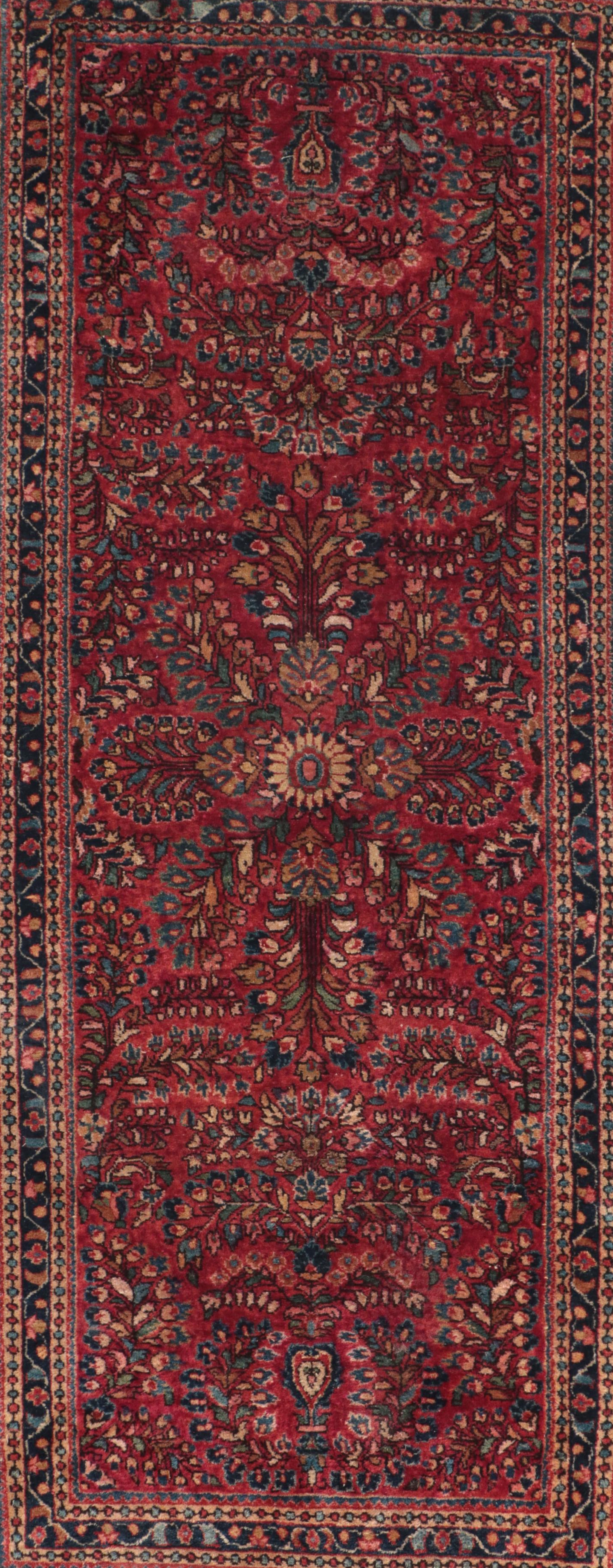 2'8 x 6'6 Hand-Knotted Persian Sarouk Carpet Runner