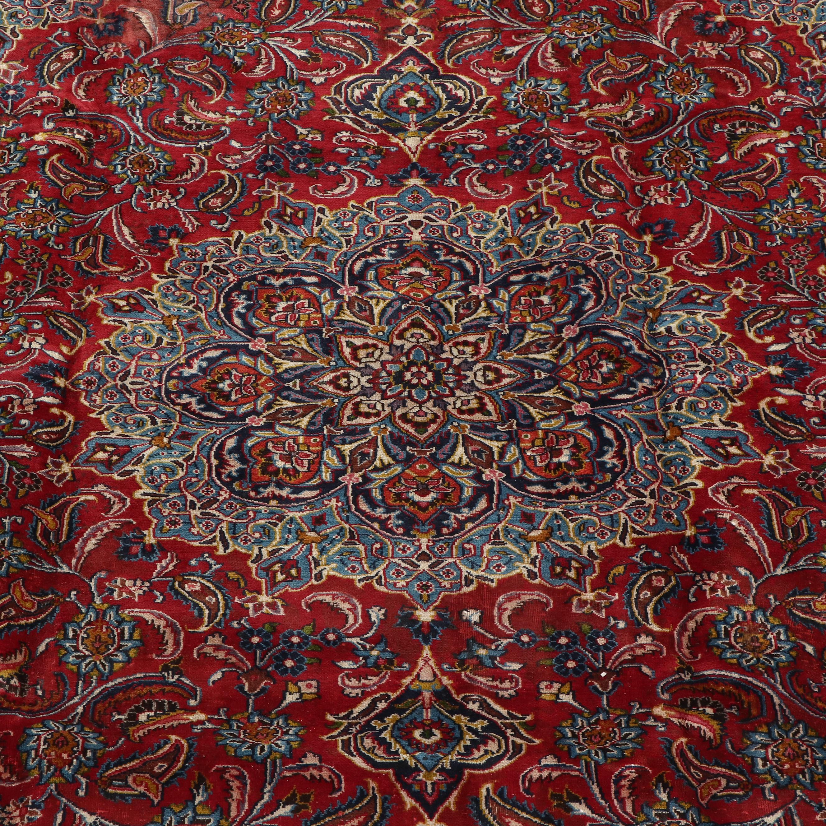 9' x 12'3 Hand-Knotted Persian Mashhad Room-Sized Rug