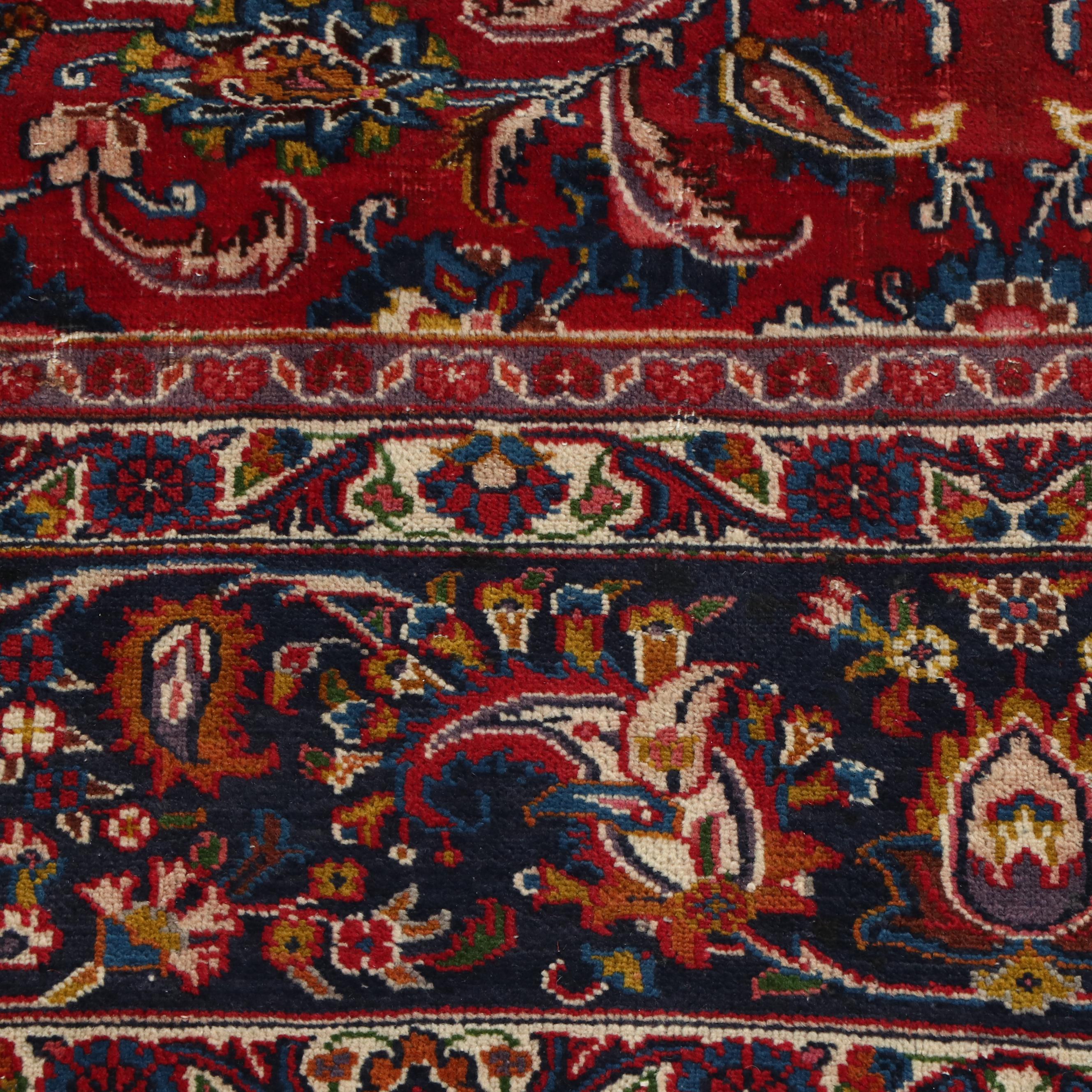 9' x 12'3 Hand-Knotted Persian Mashhad Room-Sized Rug