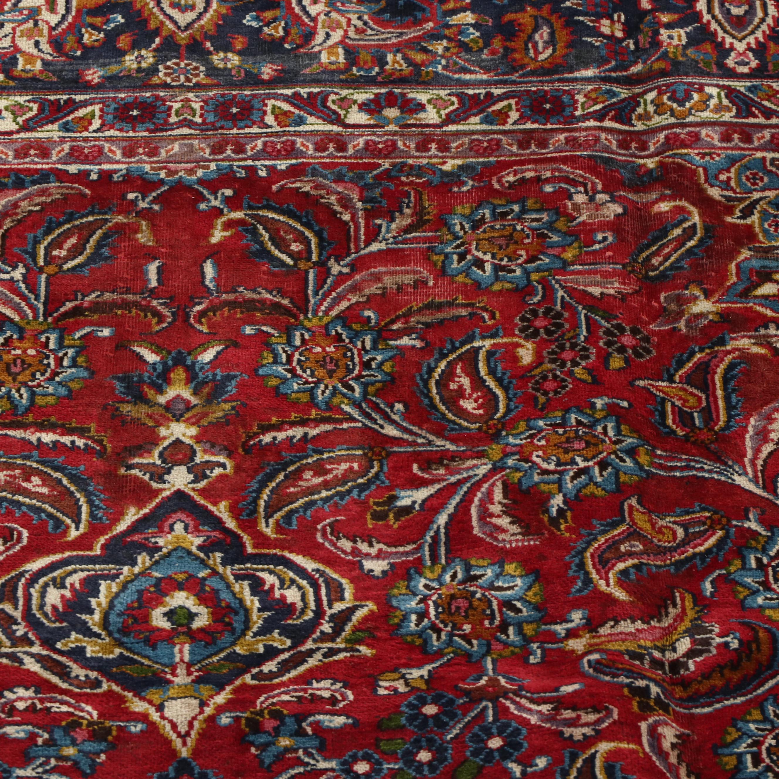 9' x 12'3 Hand-Knotted Persian Mashhad Room-Sized Rug