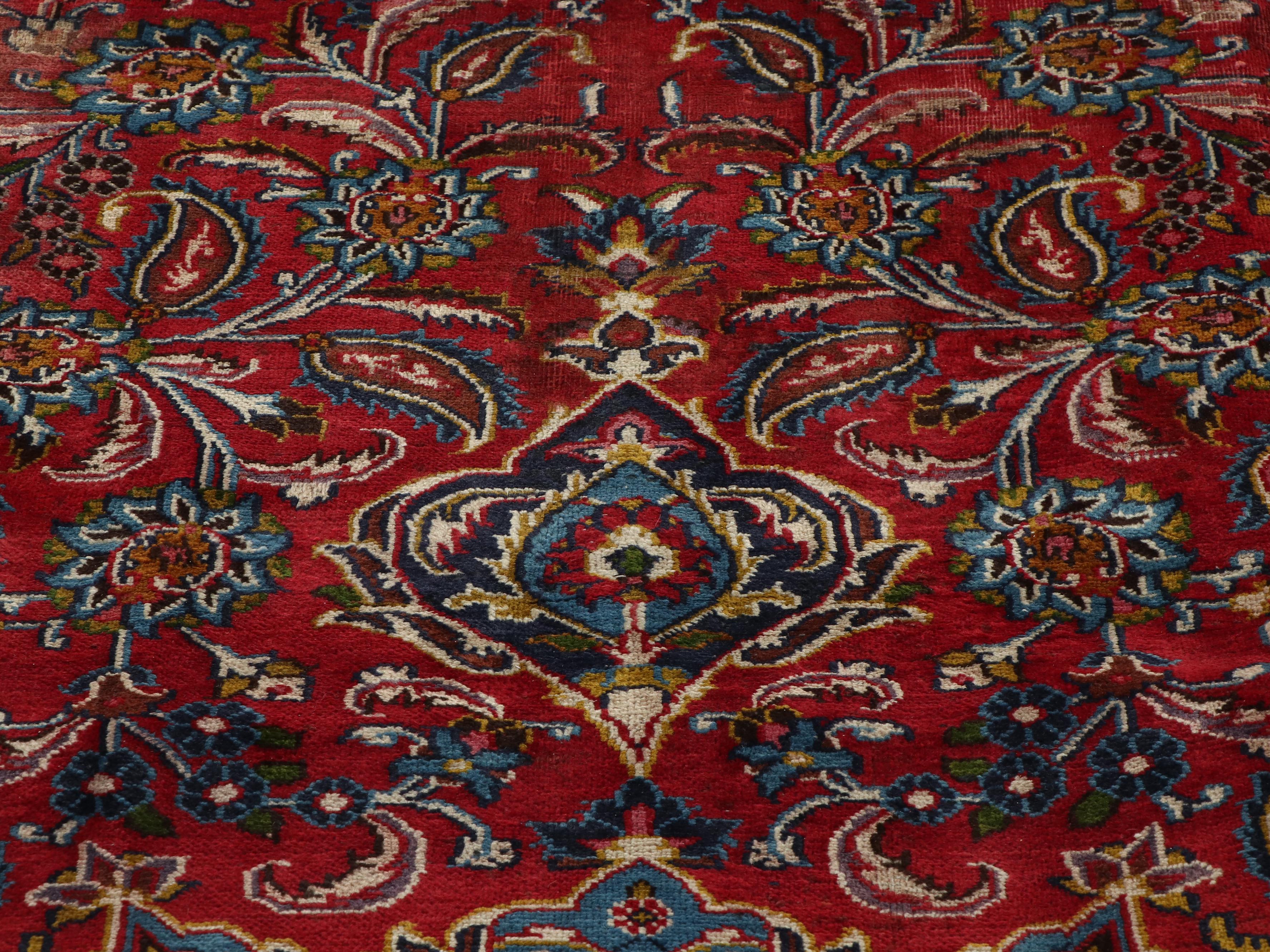 9' x 12'3 Hand-Knotted Persian Mashhad Room-Sized Rug