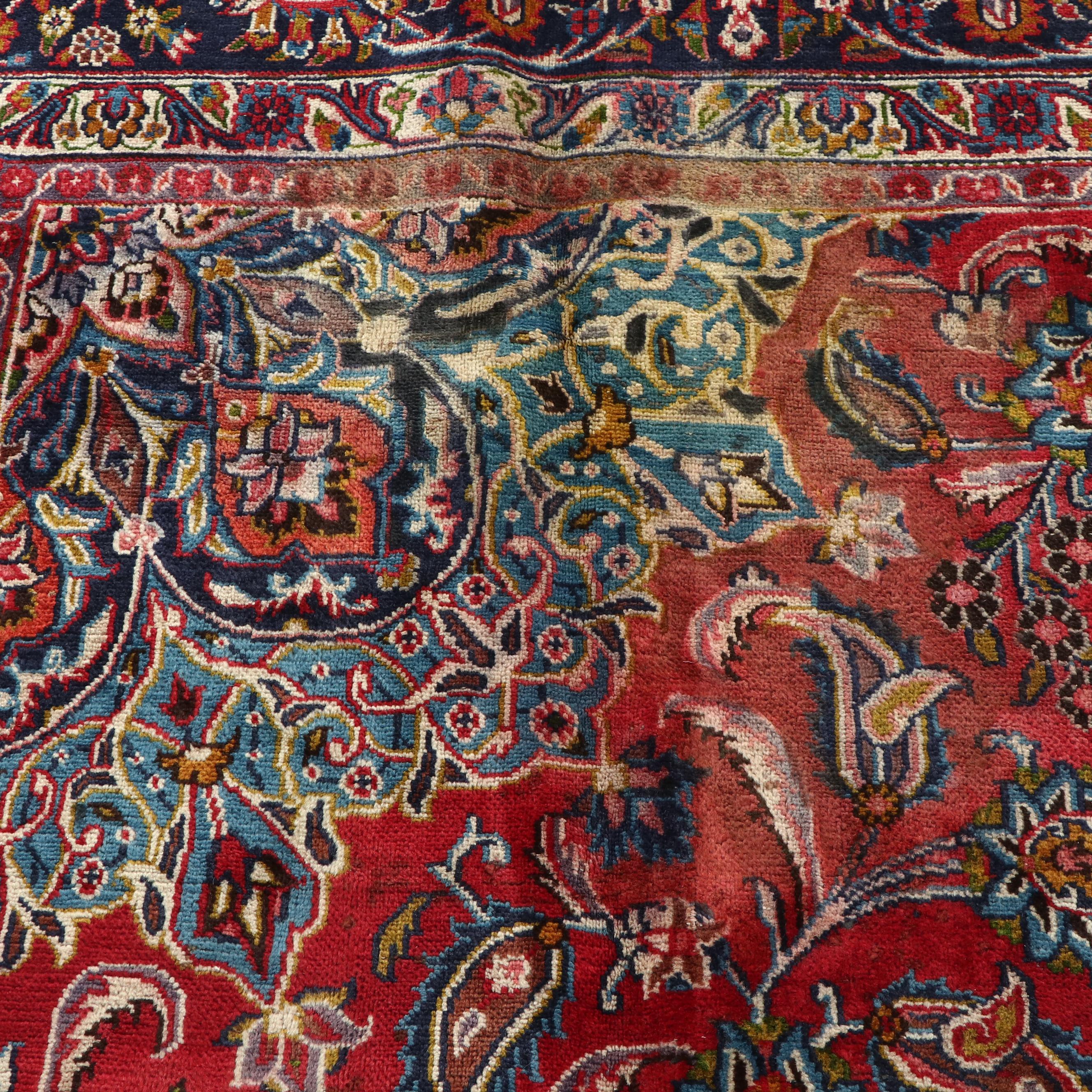 9' x 12'3 Hand-Knotted Persian Mashhad Room-Sized Rug