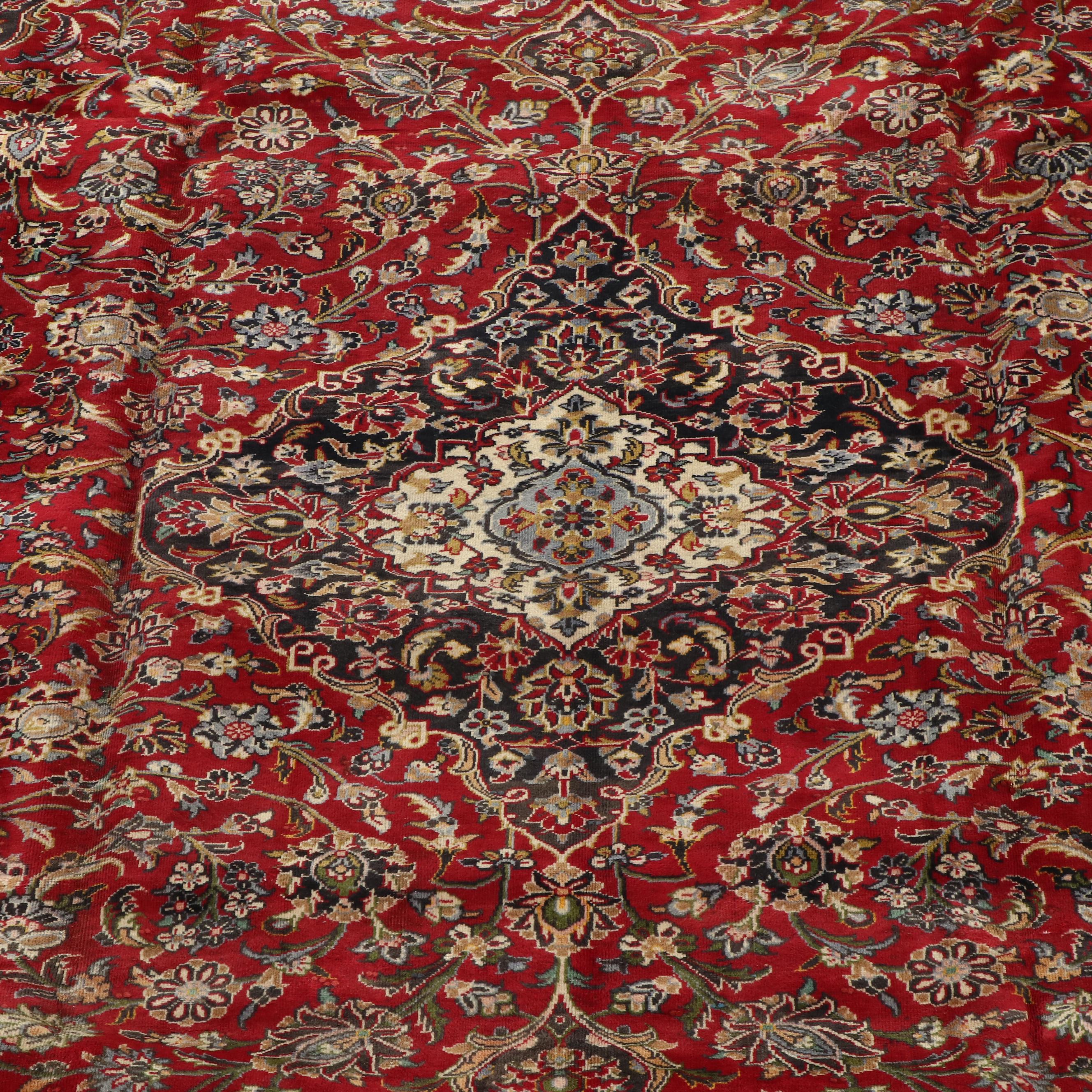 9'5 x 12'6 Hand-Knotted Persian Kashan Room-Sized Rug