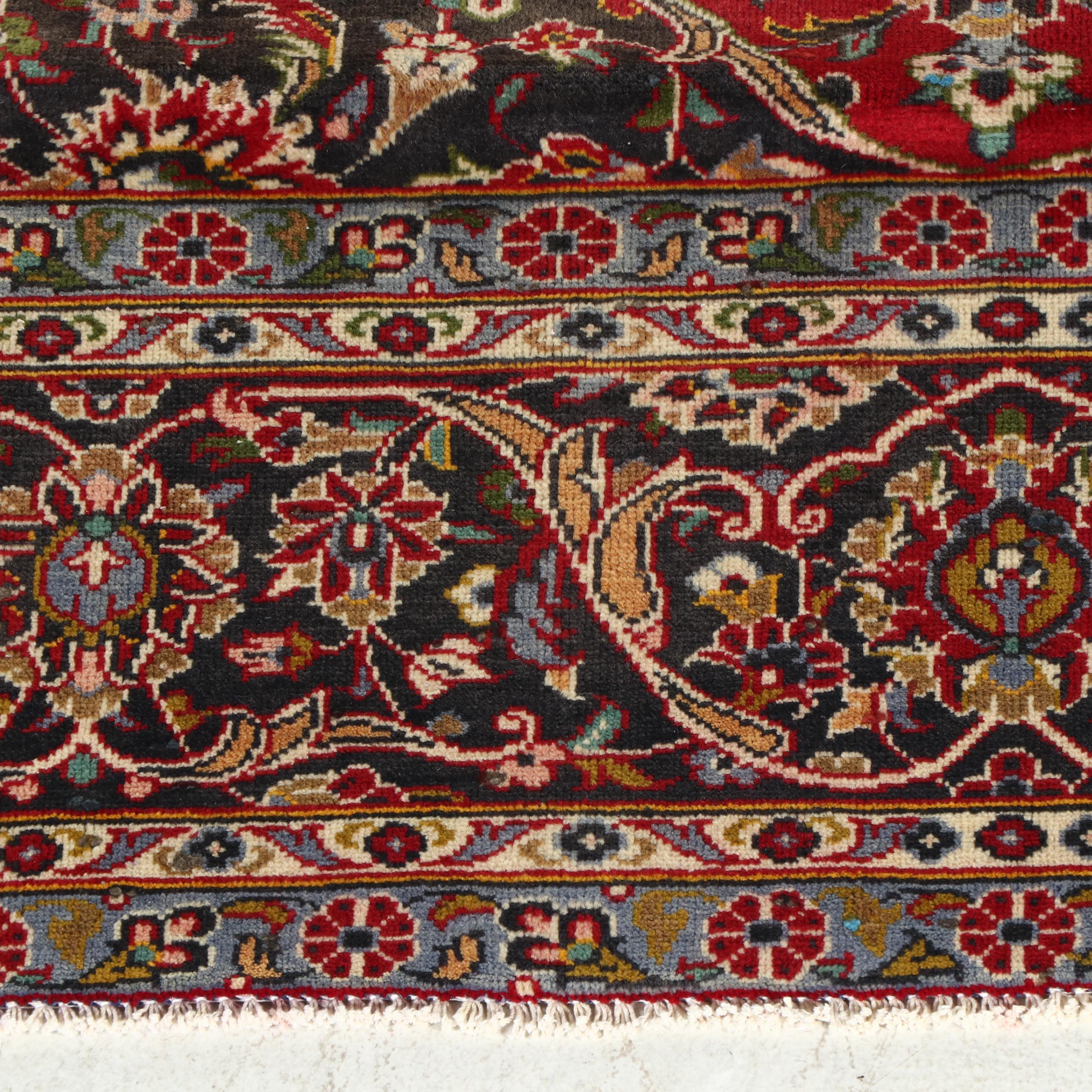 9'5 x 12'6 Hand-Knotted Persian Kashan Room-Sized Rug