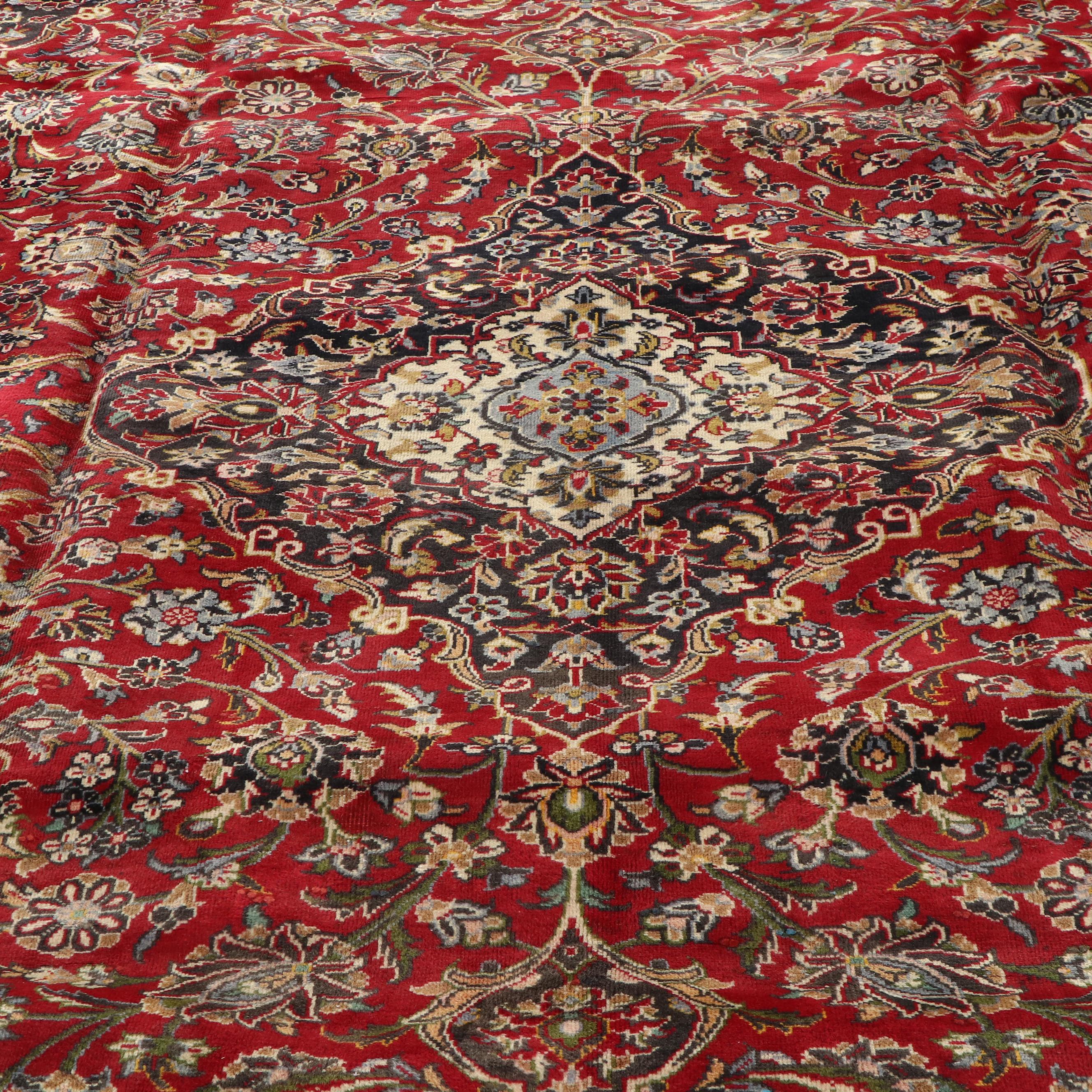 9'5 x 12'6 Hand-Knotted Persian Kashan Room-Sized Rug