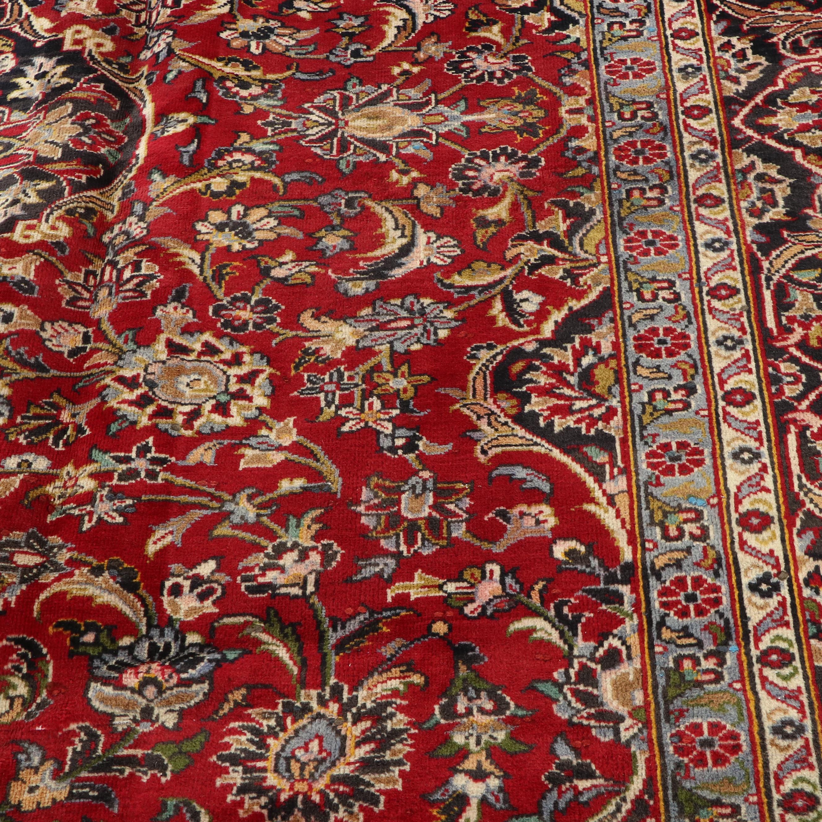 9'5 x 12'6 Hand-Knotted Persian Kashan Room-Sized Rug