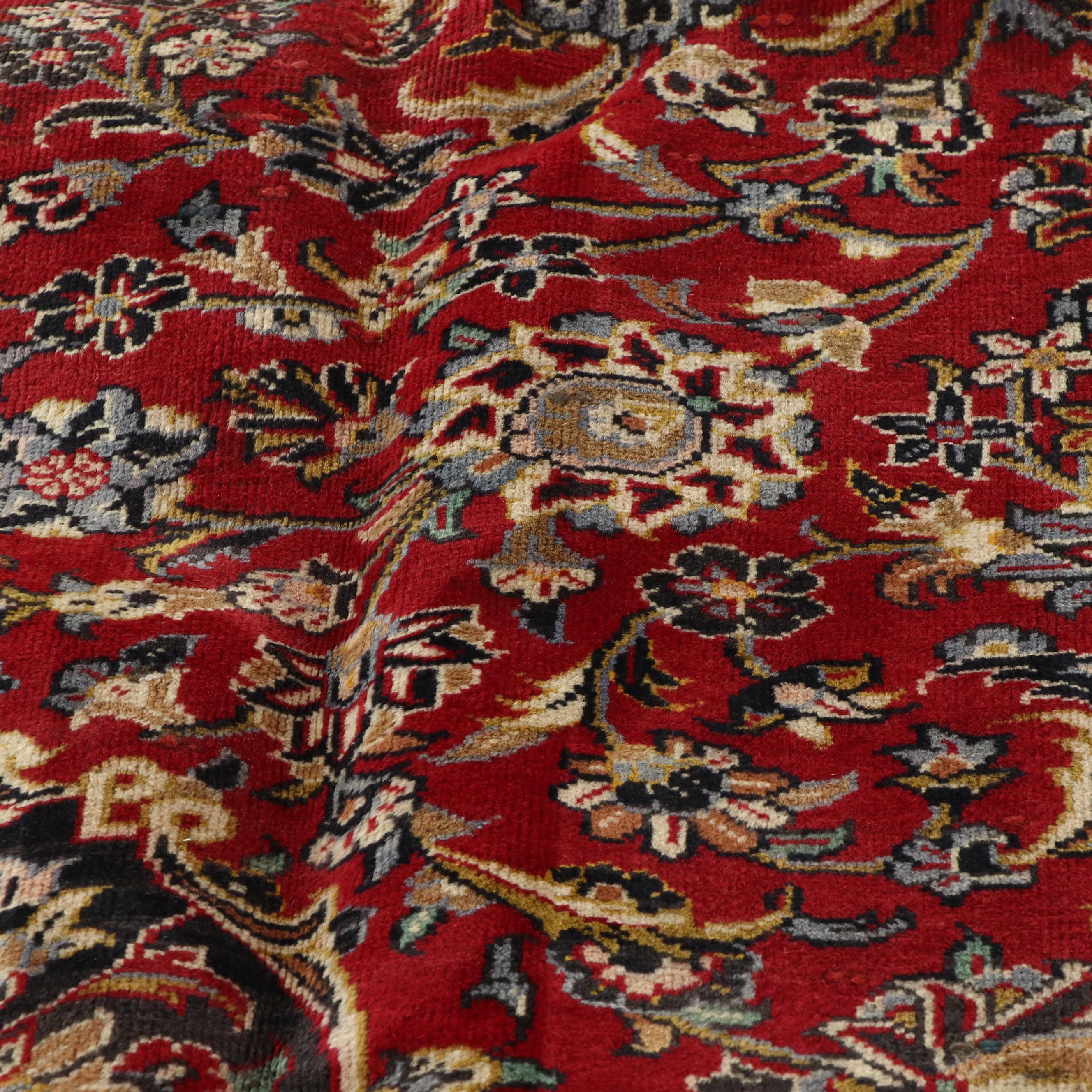 9'5 x 12'6 Hand-Knotted Persian Kashan Room-Sized Rug