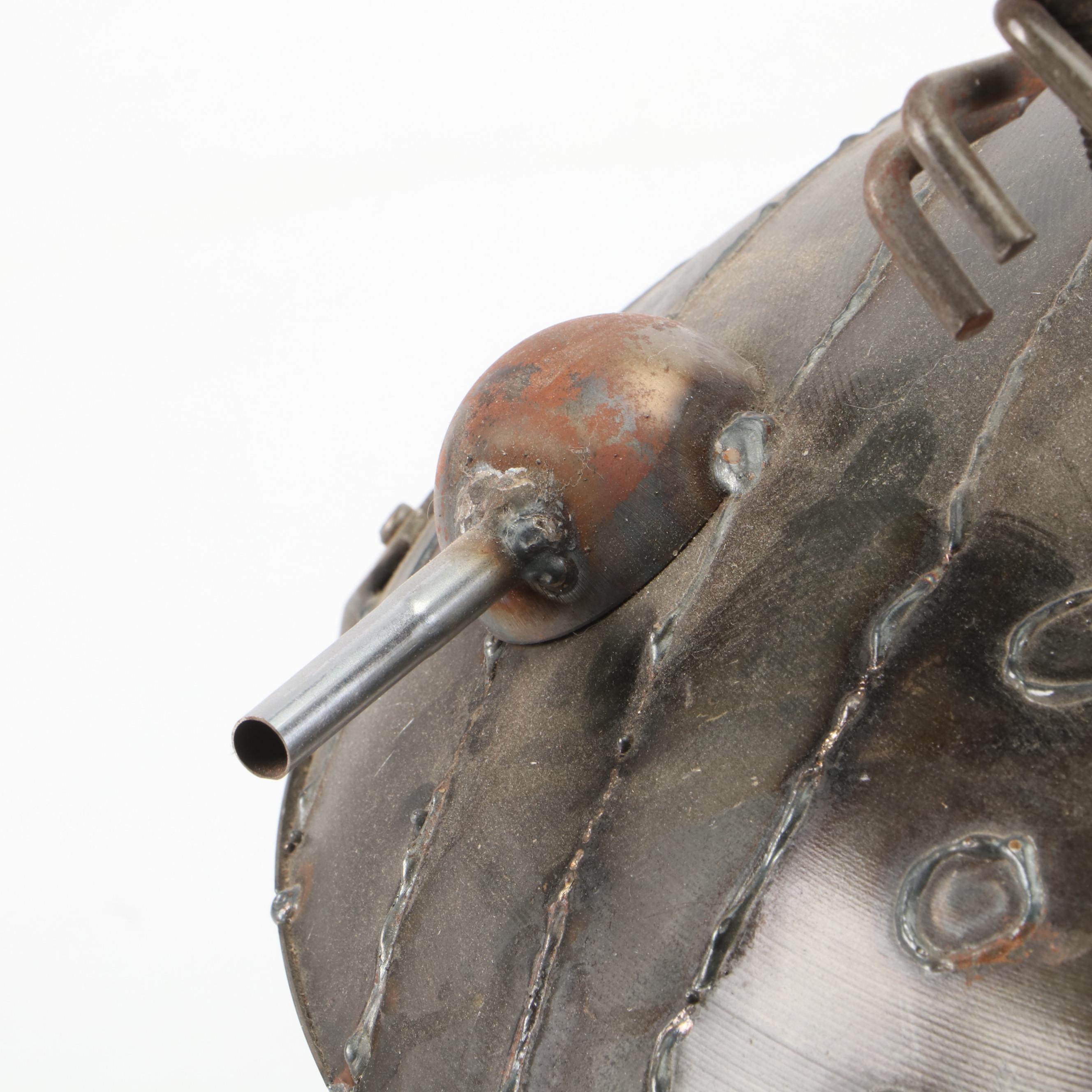 Monstrous Alien Invader in UFO Modified Wok Metal Artwork