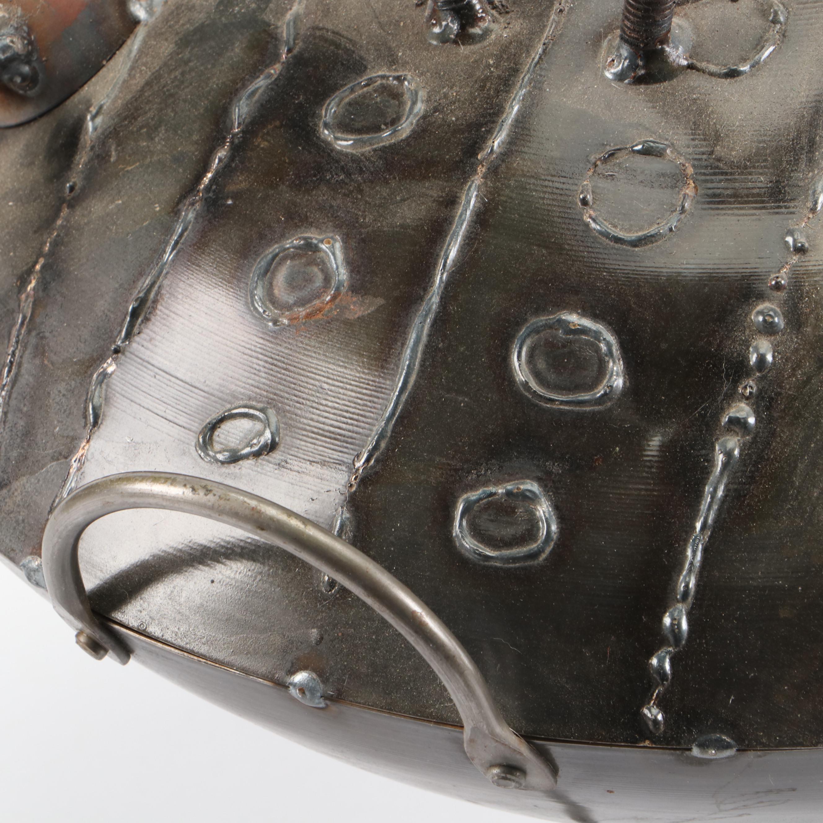 Monstrous Alien Invader in UFO Modified Wok Metal Artwork