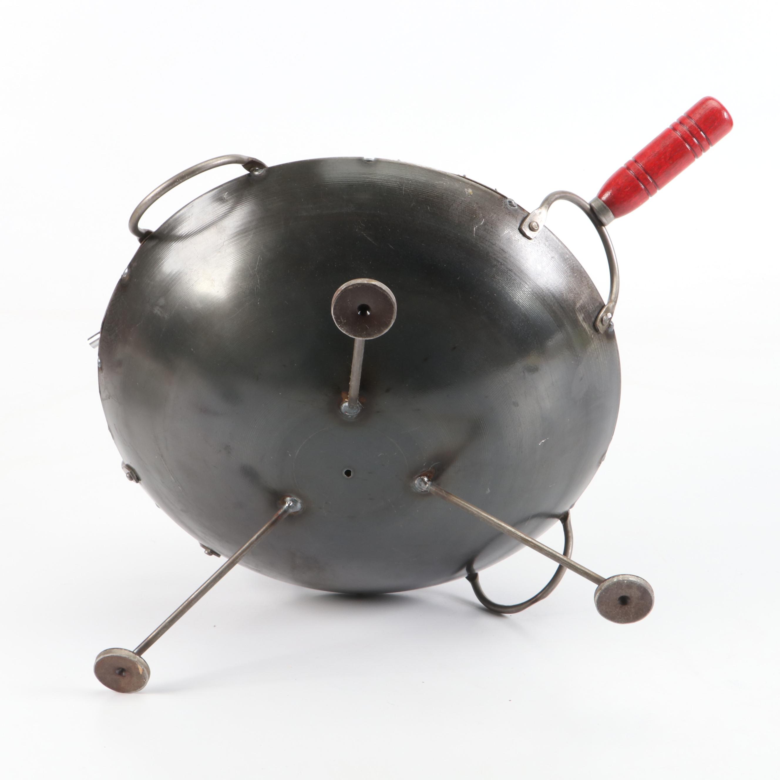 Monstrous Alien Invader in UFO Modified Wok Metal Artwork